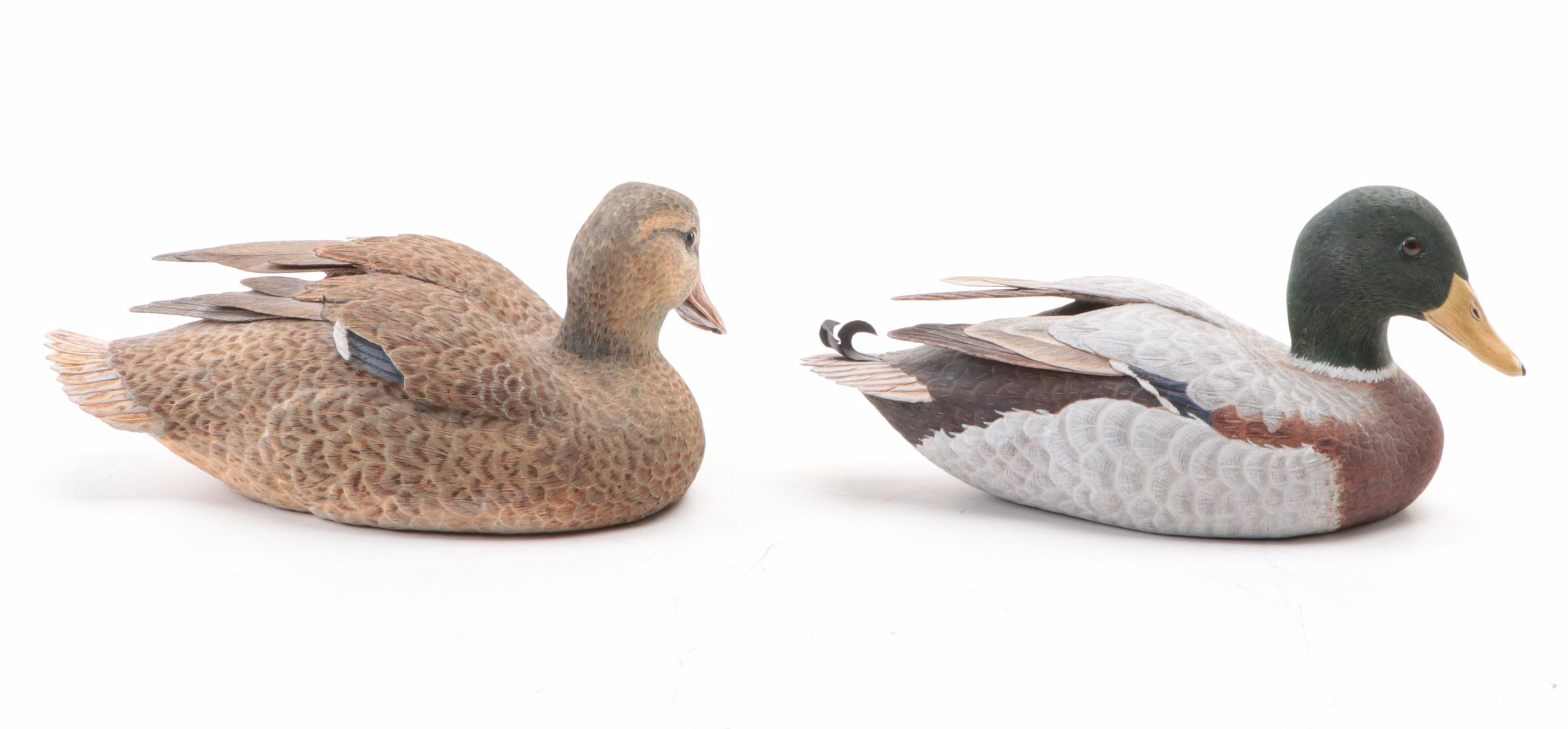 Bill Anthony Carved and Painted Mallard Decorative Duck Decoys, 1987