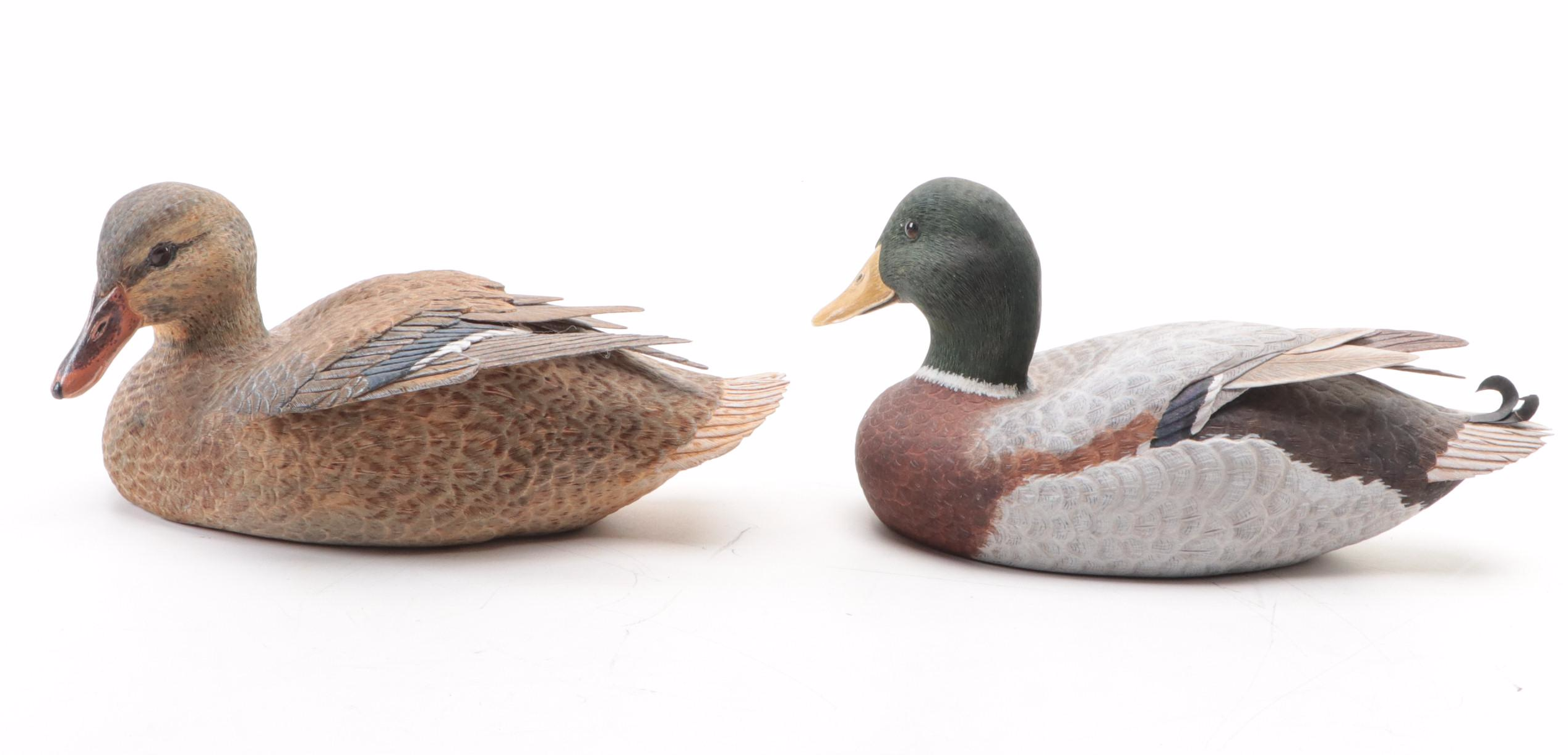 Bill Anthony Carved and Painted Mallard Decorative Duck Decoys, 1987
