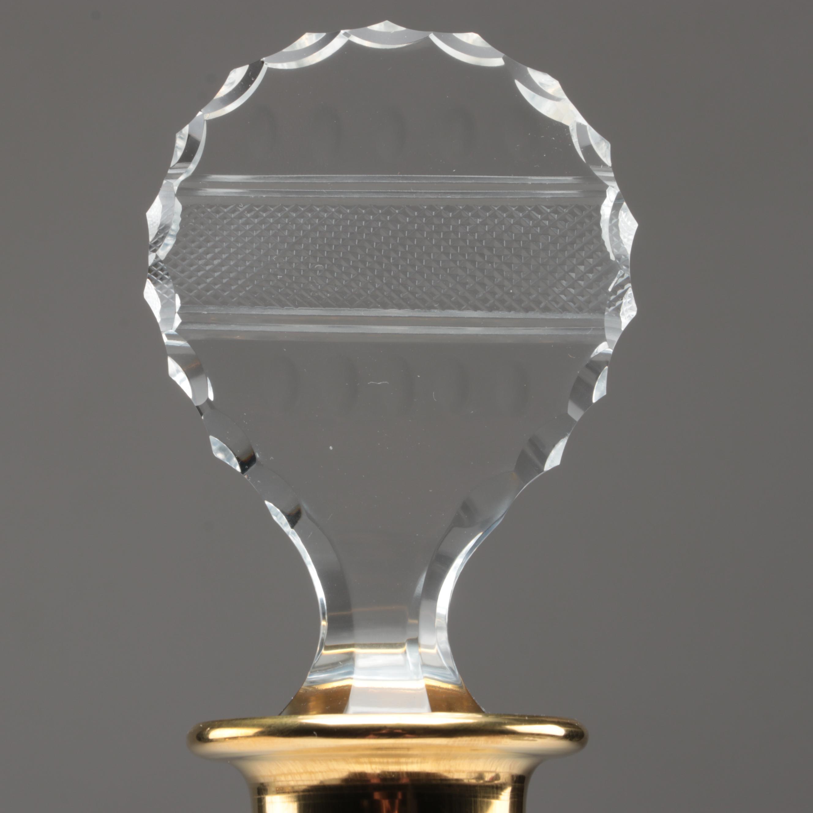 Moser "Splendid" Gilt Encrusted Cut Glass Champagne Coupes and Decanter