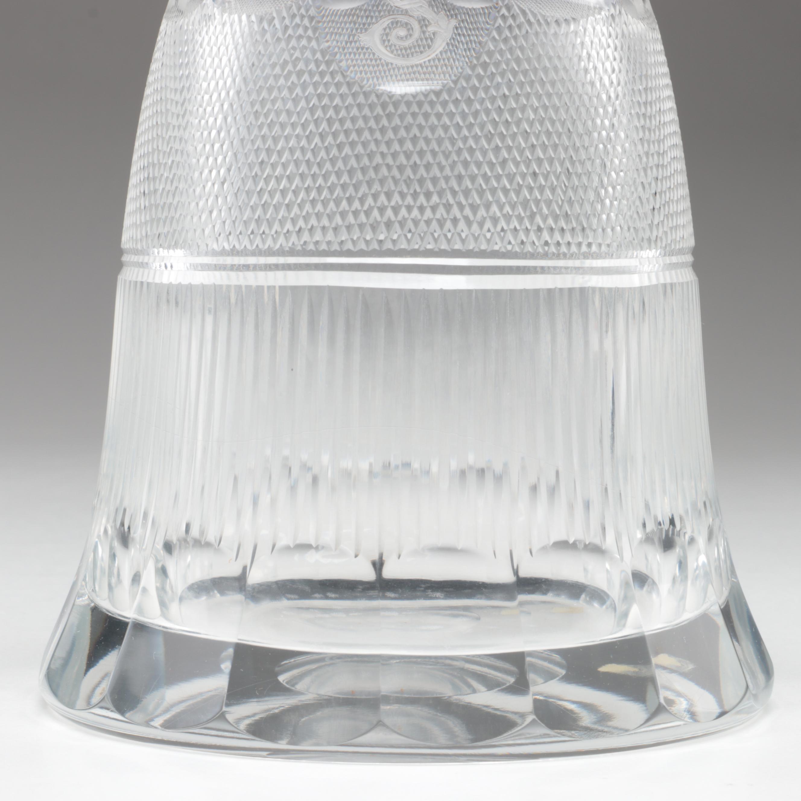 Moser "Splendid" Gilt Encrusted Cut Glass Champagne Coupes and Decanter