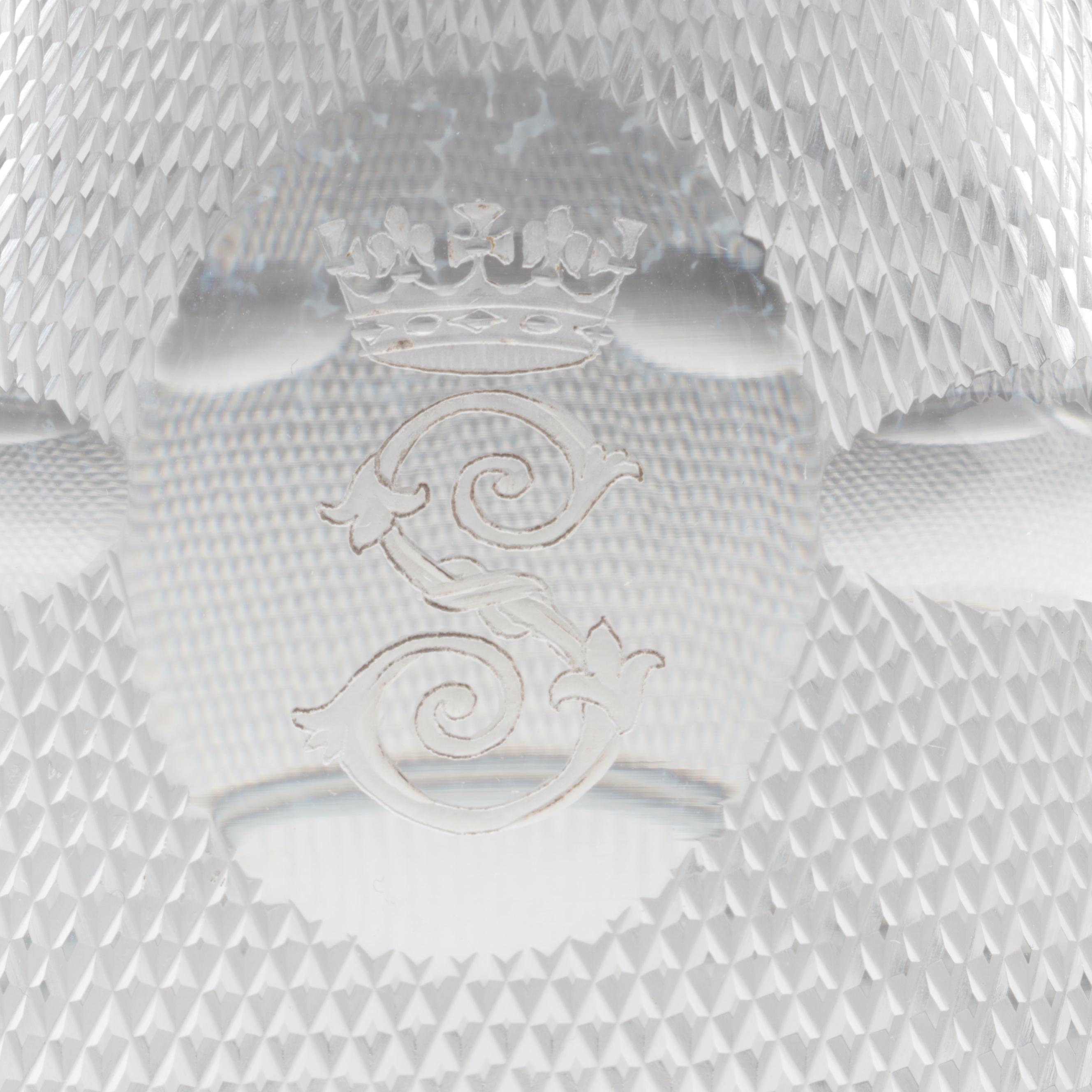 Moser "Splendid" Gilt Encrusted Cut Glass Champagne Coupes and Decanter