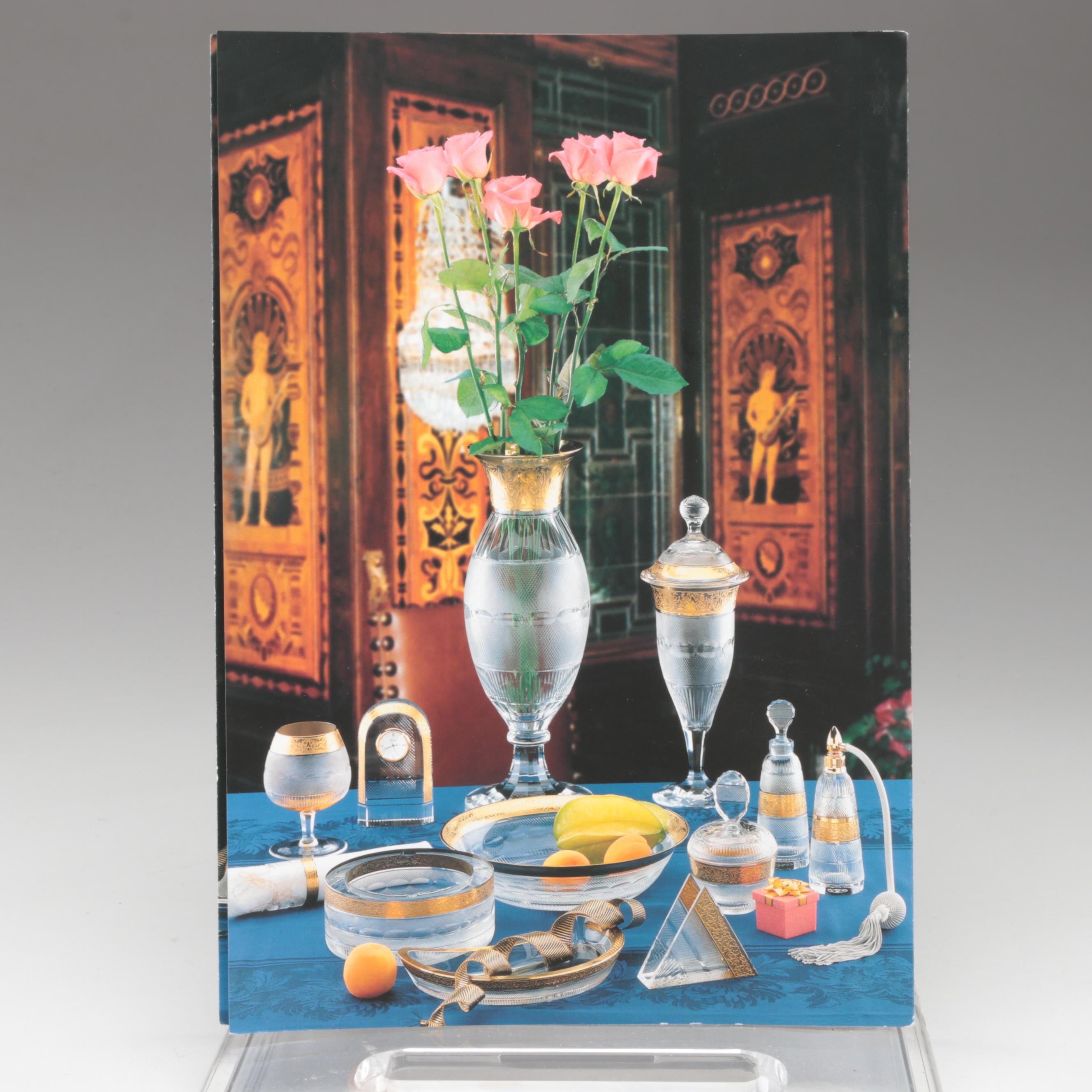 Moser "Splendid" Gilt Encrusted Cut Glass Champagne Coupes and Decanter