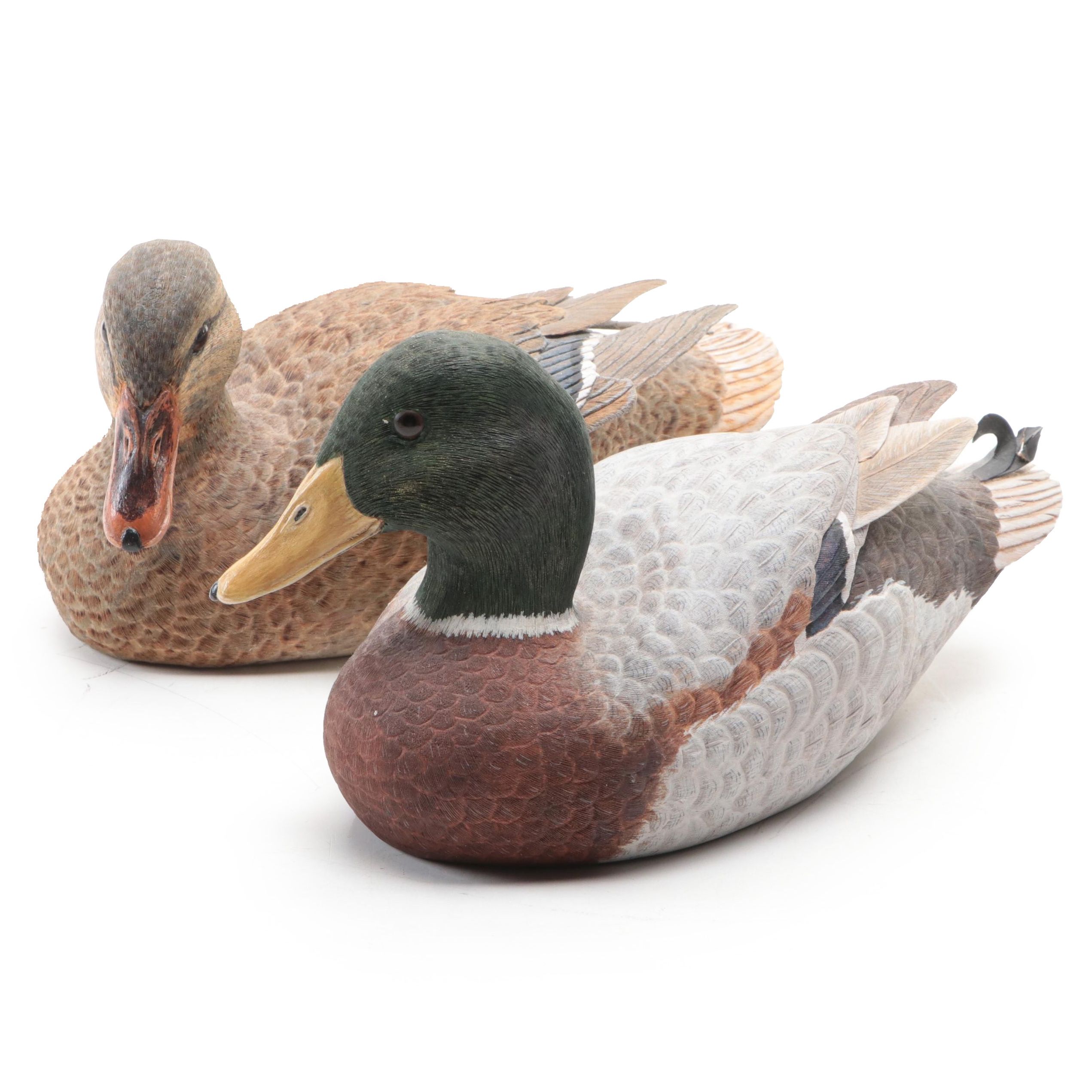 Bill Anthony Carved and Painted Mallard Decorative Duck Decoys, 1987