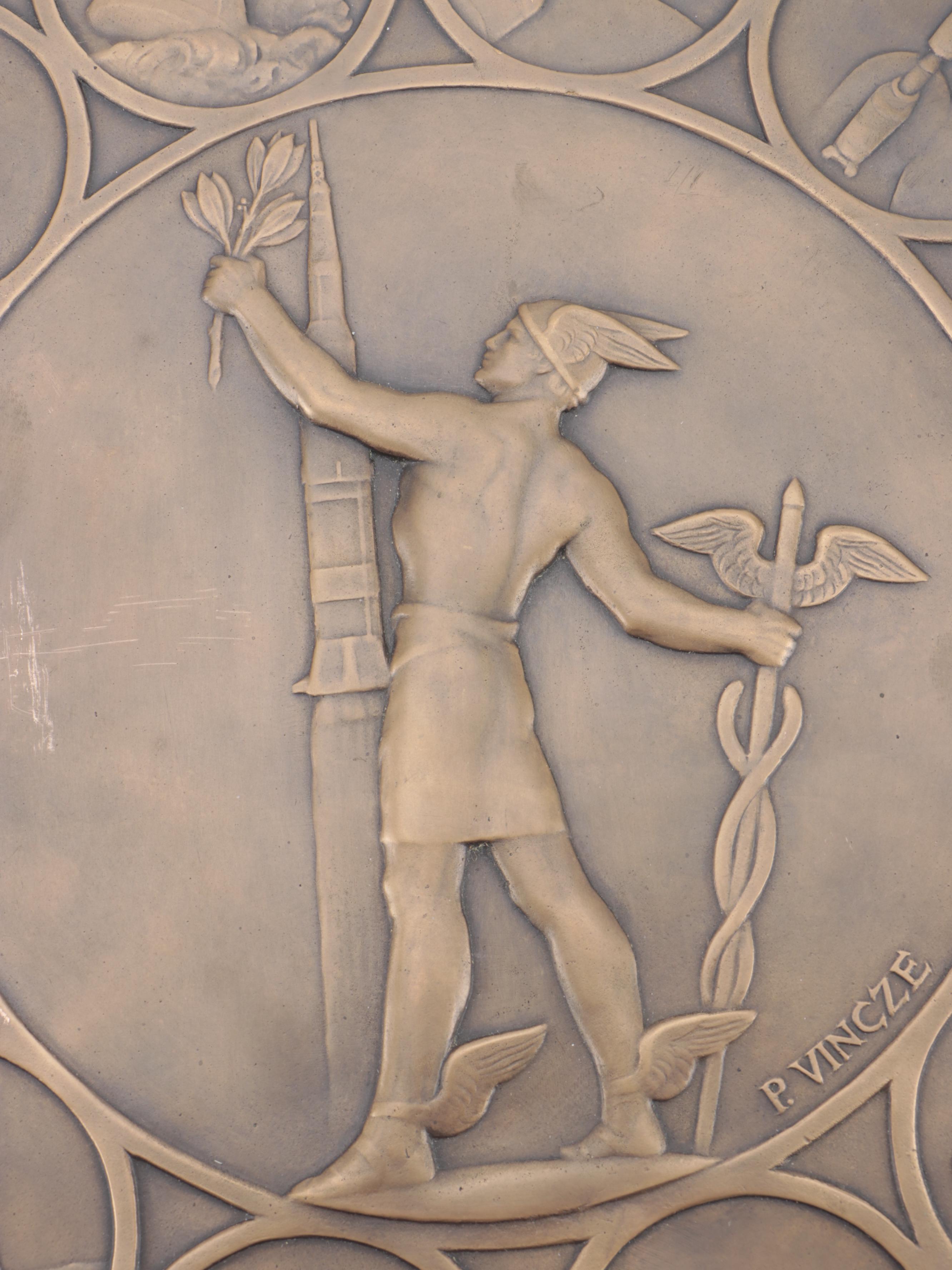 Apollo Cast Metal Commemorative Medal of First Moon Landing By Paul Vincze