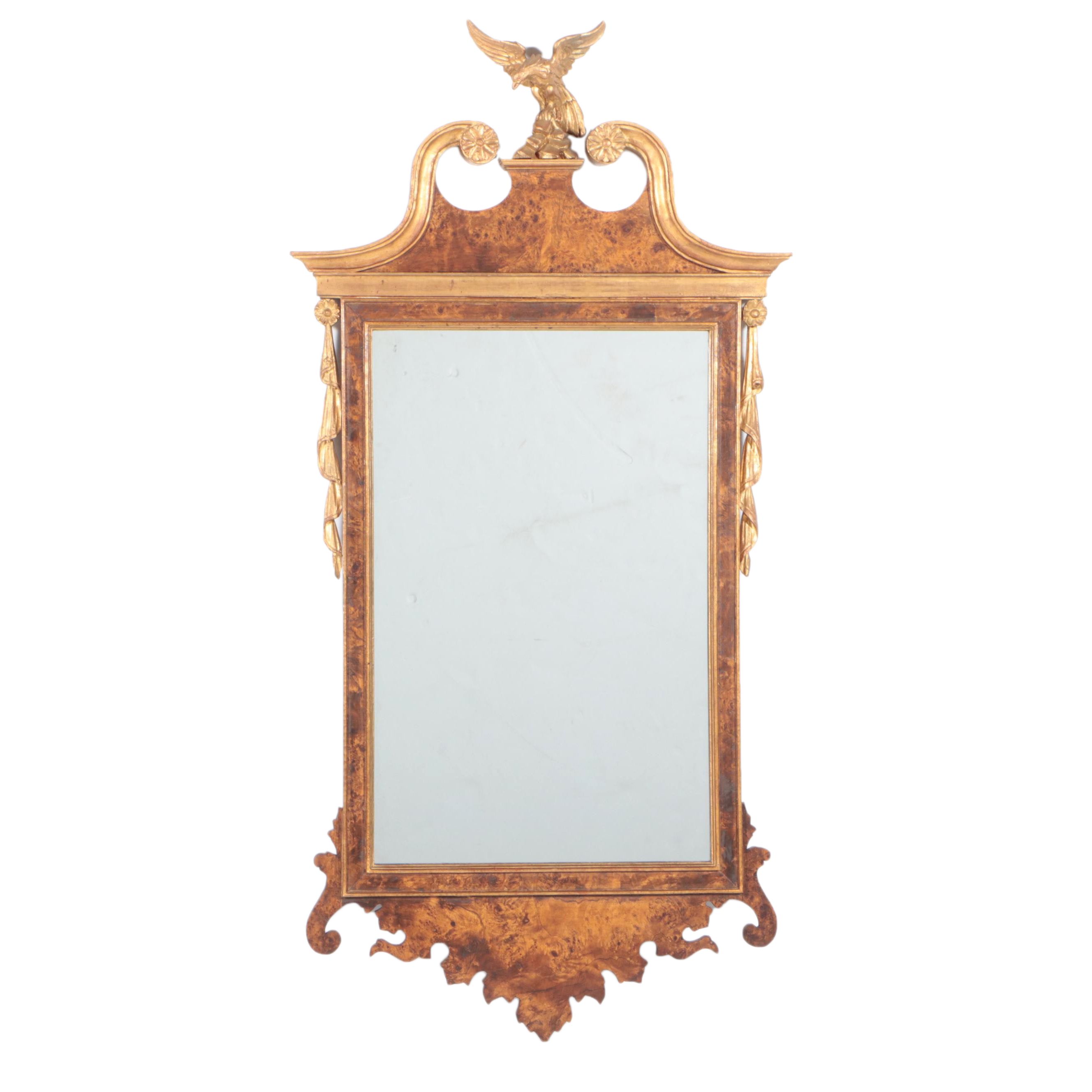 LaBarge Federal Style Burlwood and Parcel-Gilt Mirror, Mid to Late 20th Century