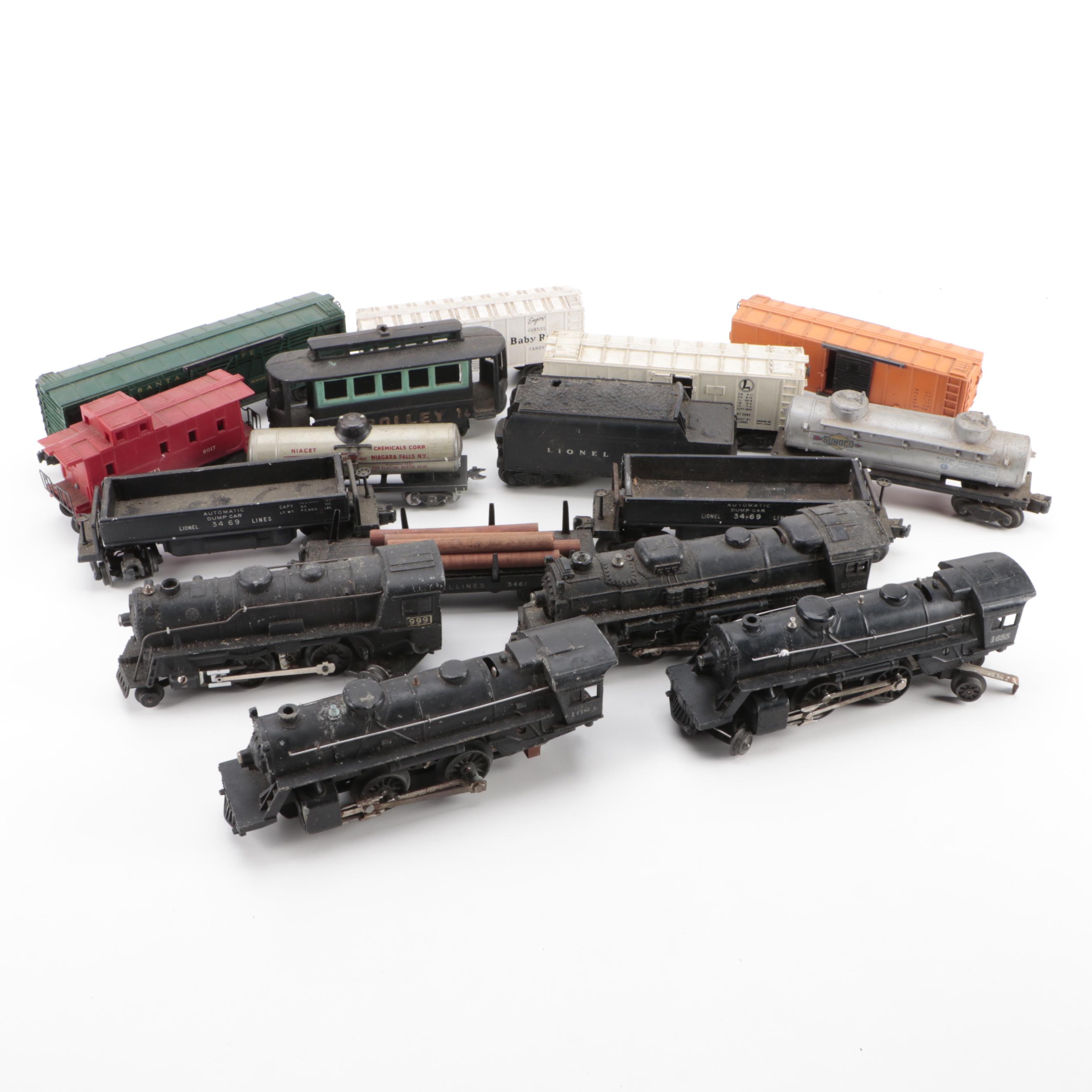 Lionel O Gauge Pressed Steel Locomotive with Other Lionel Trains