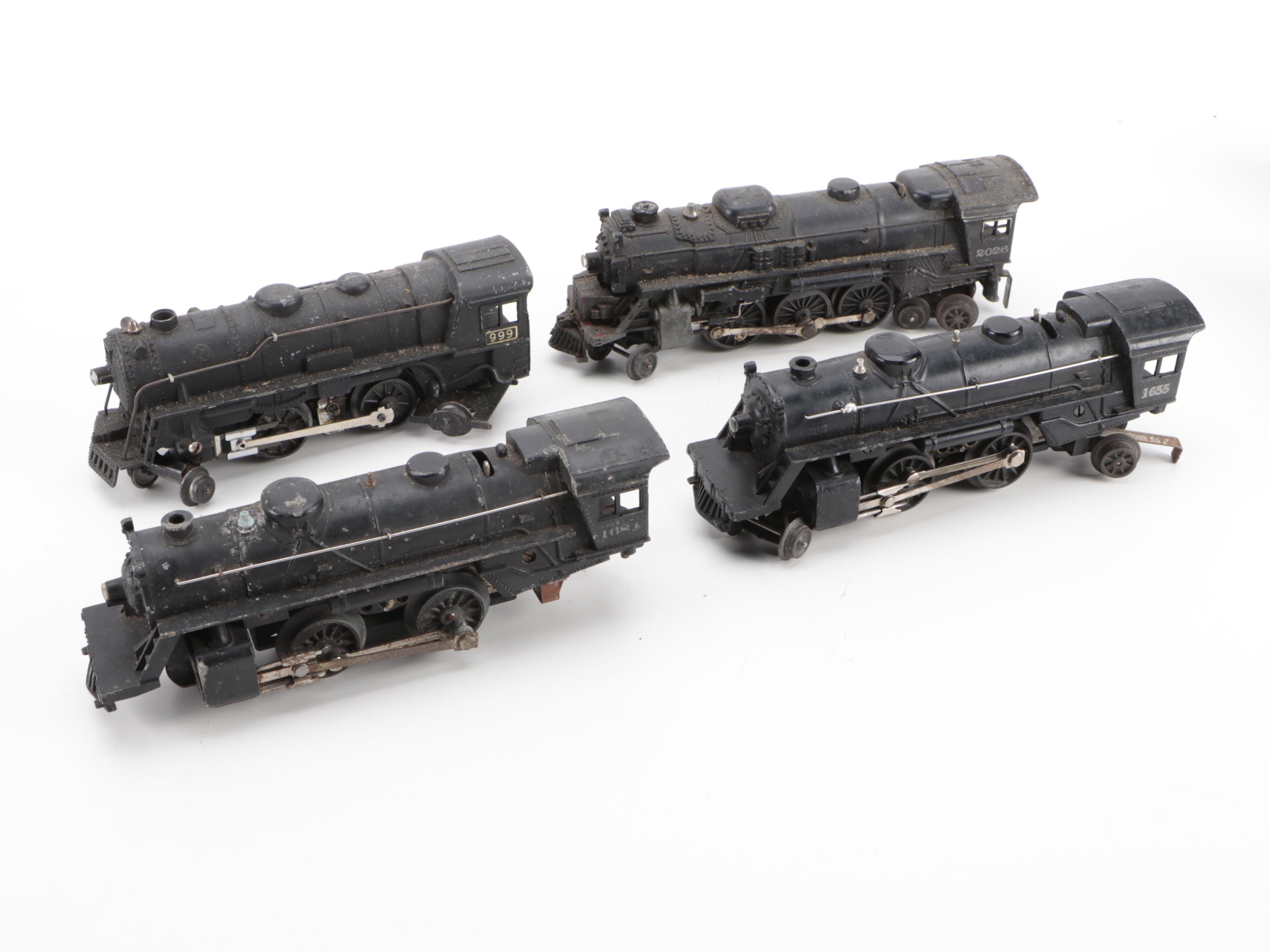 Lionel O Gauge Pressed Steel Locomotive with Other Lionel Trains