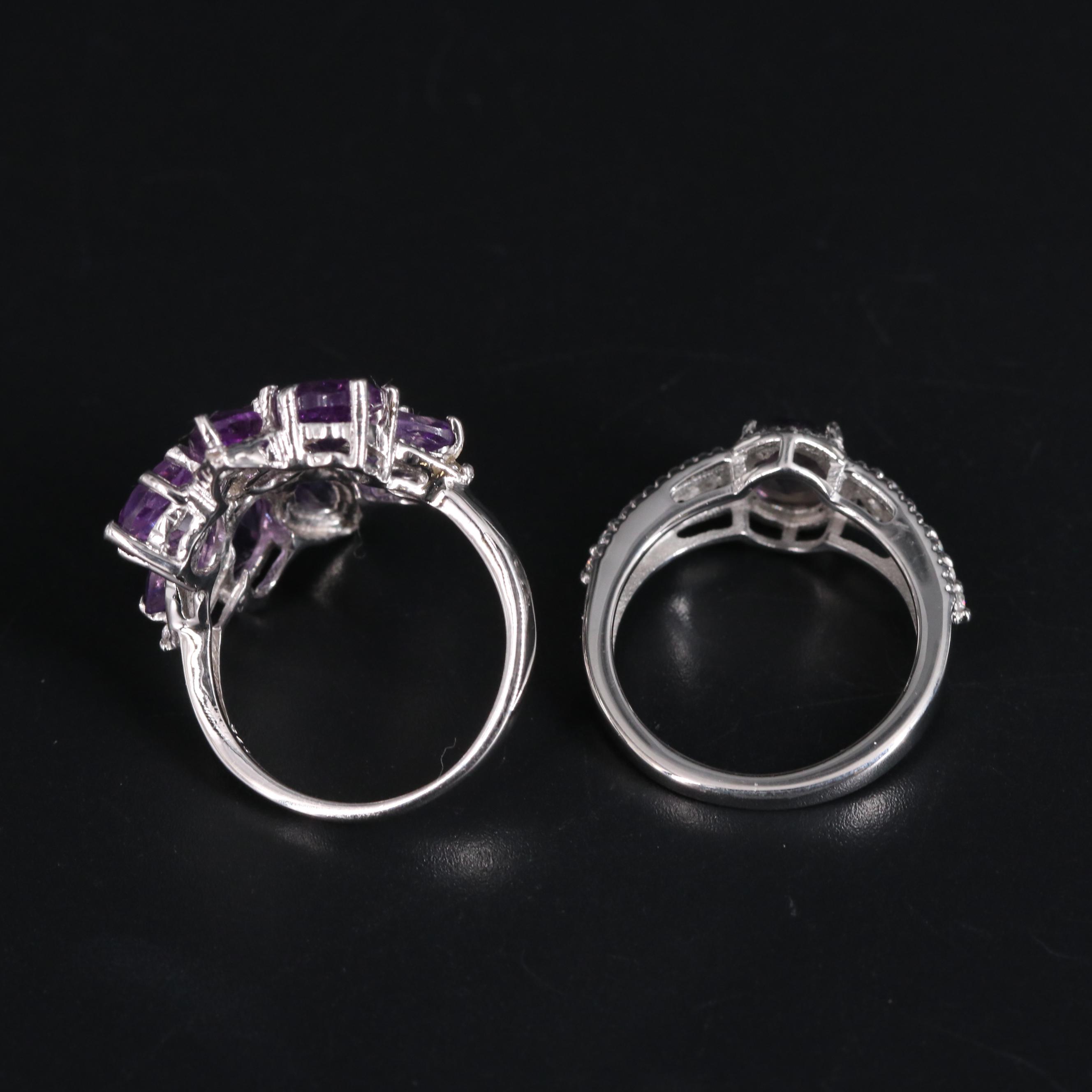 Assortment of Sterling Silver Gemstone Rings