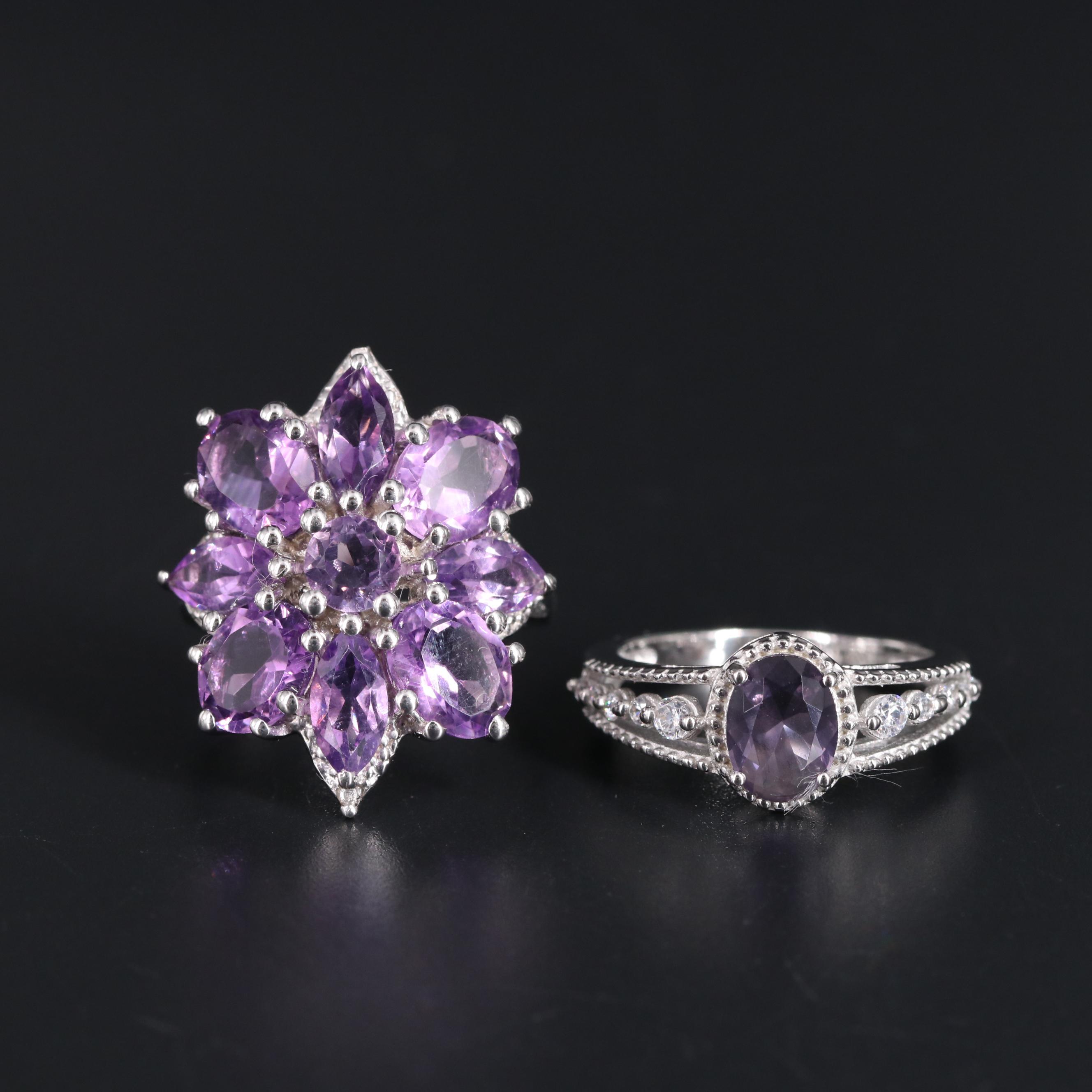 Assortment of Sterling Silver Gemstone Rings