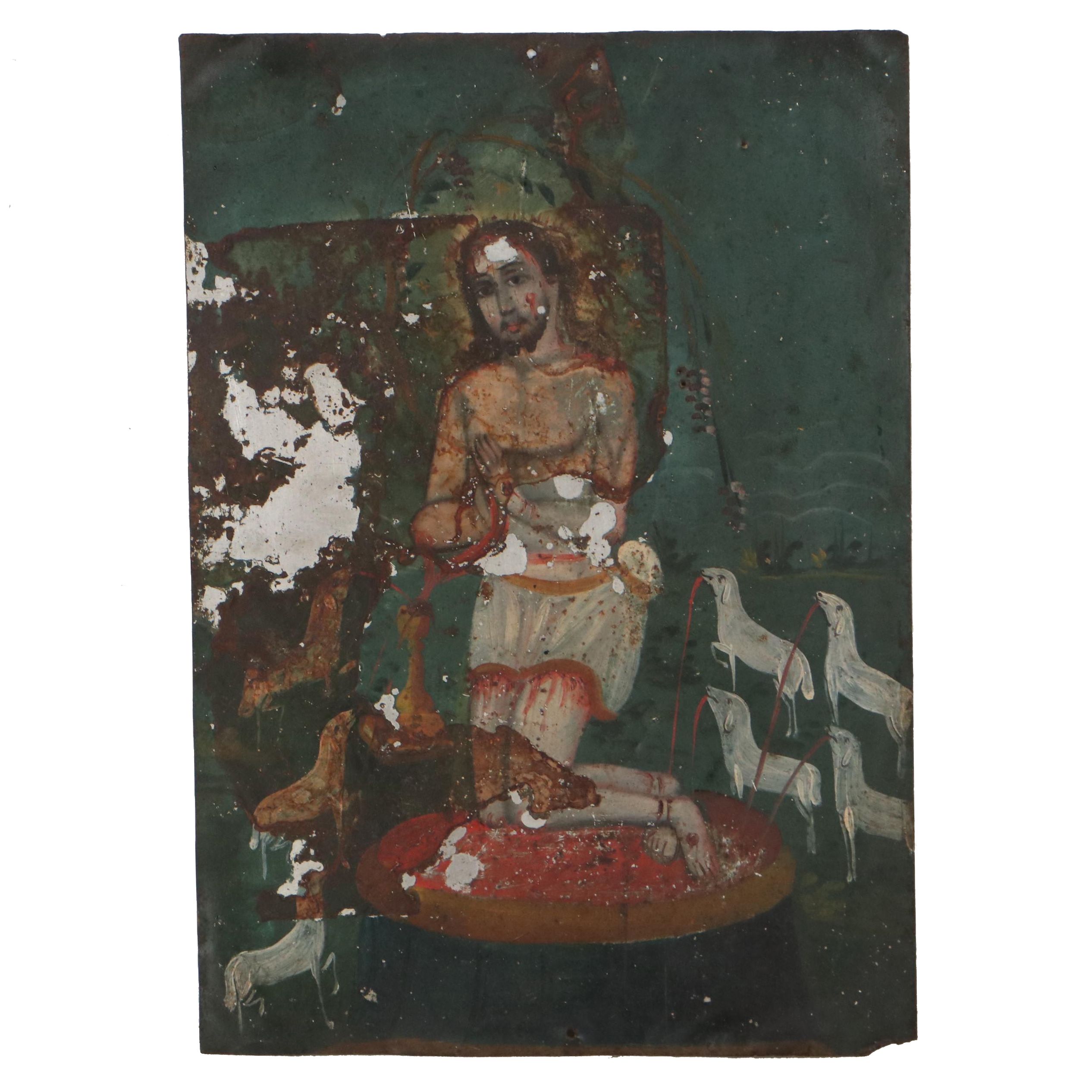 Mexican Retablo Painting of the Precious Blood of Jesus