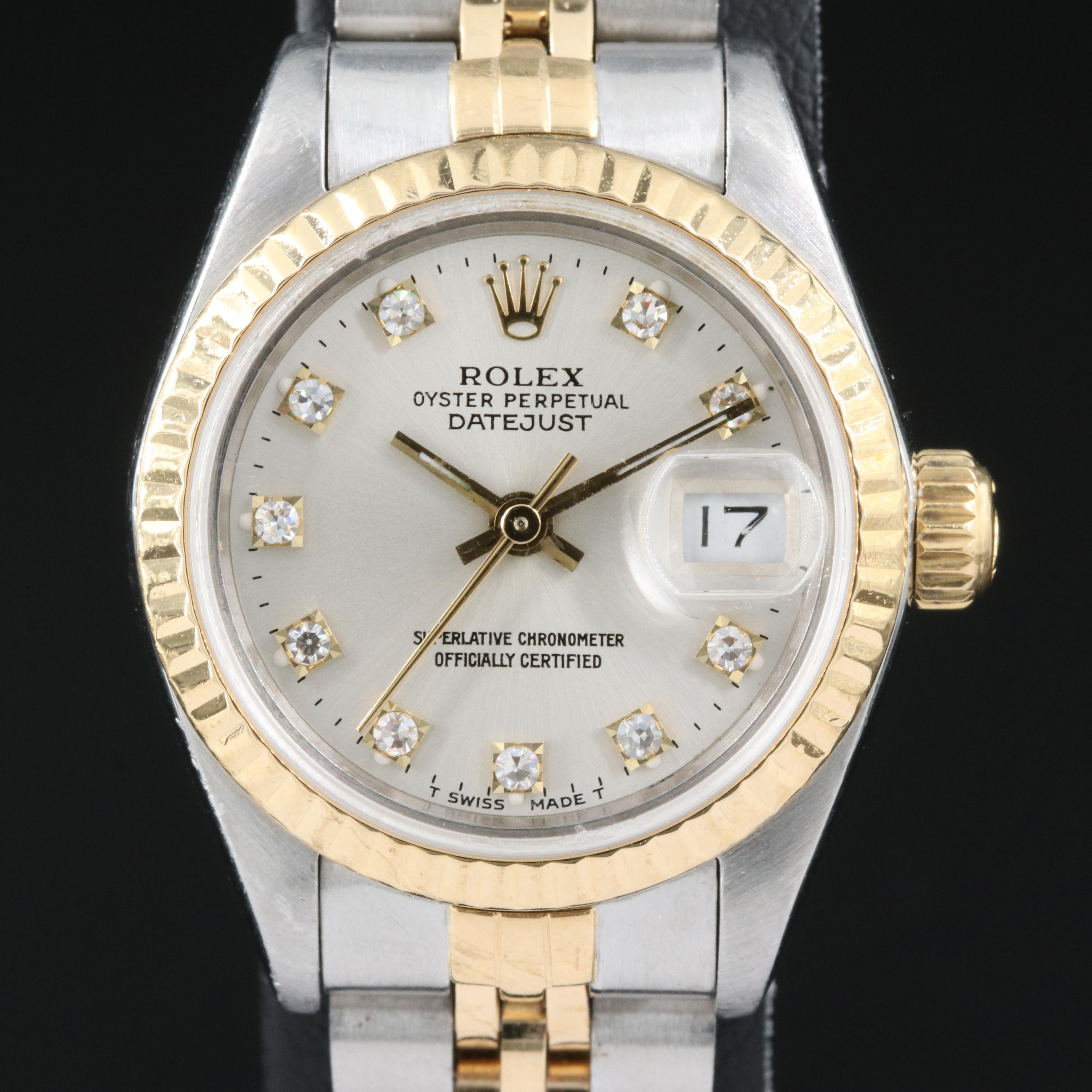 1990 Rolex Factory Diamond Dial Datejust Watch