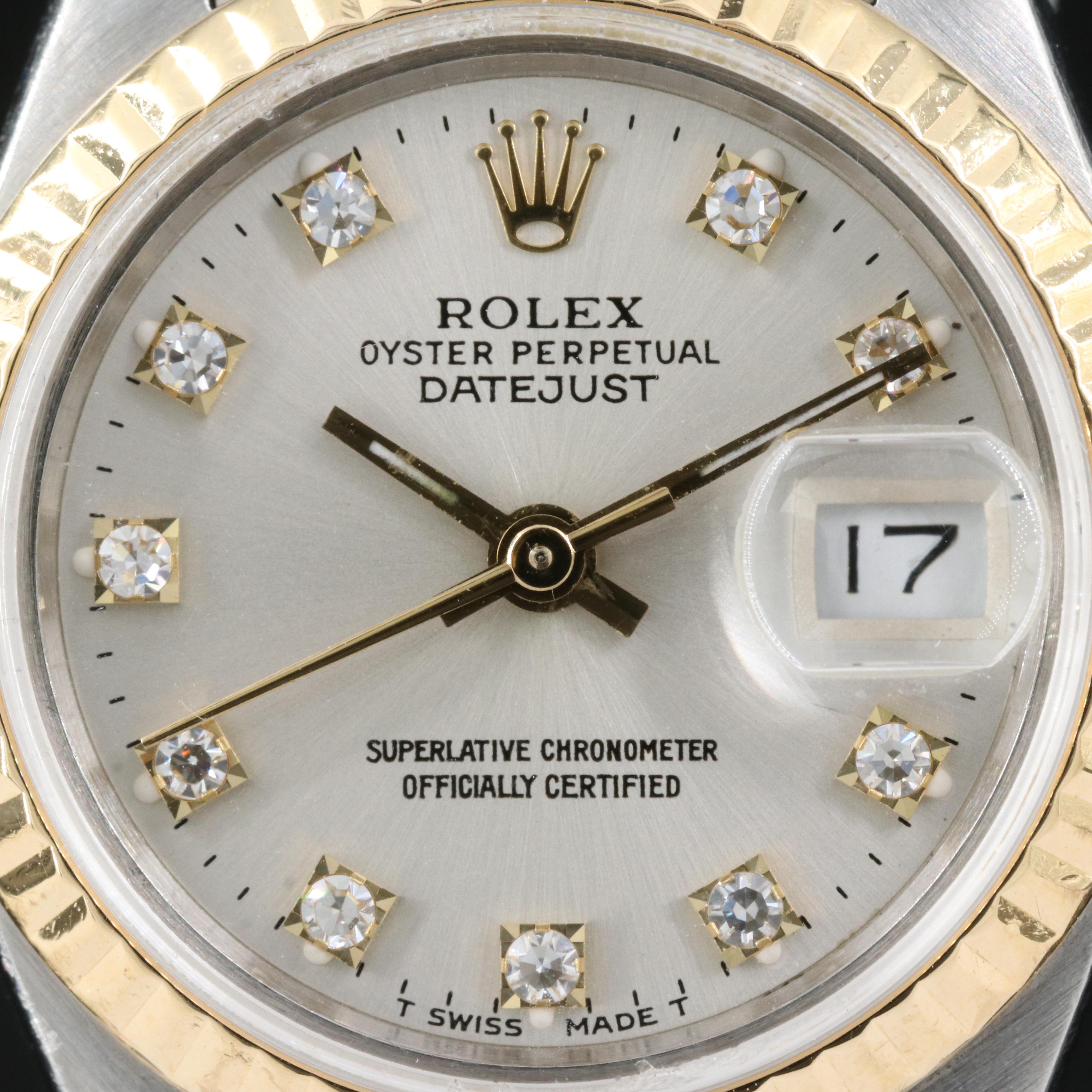 1990 Rolex Factory Diamond Dial Datejust Watch