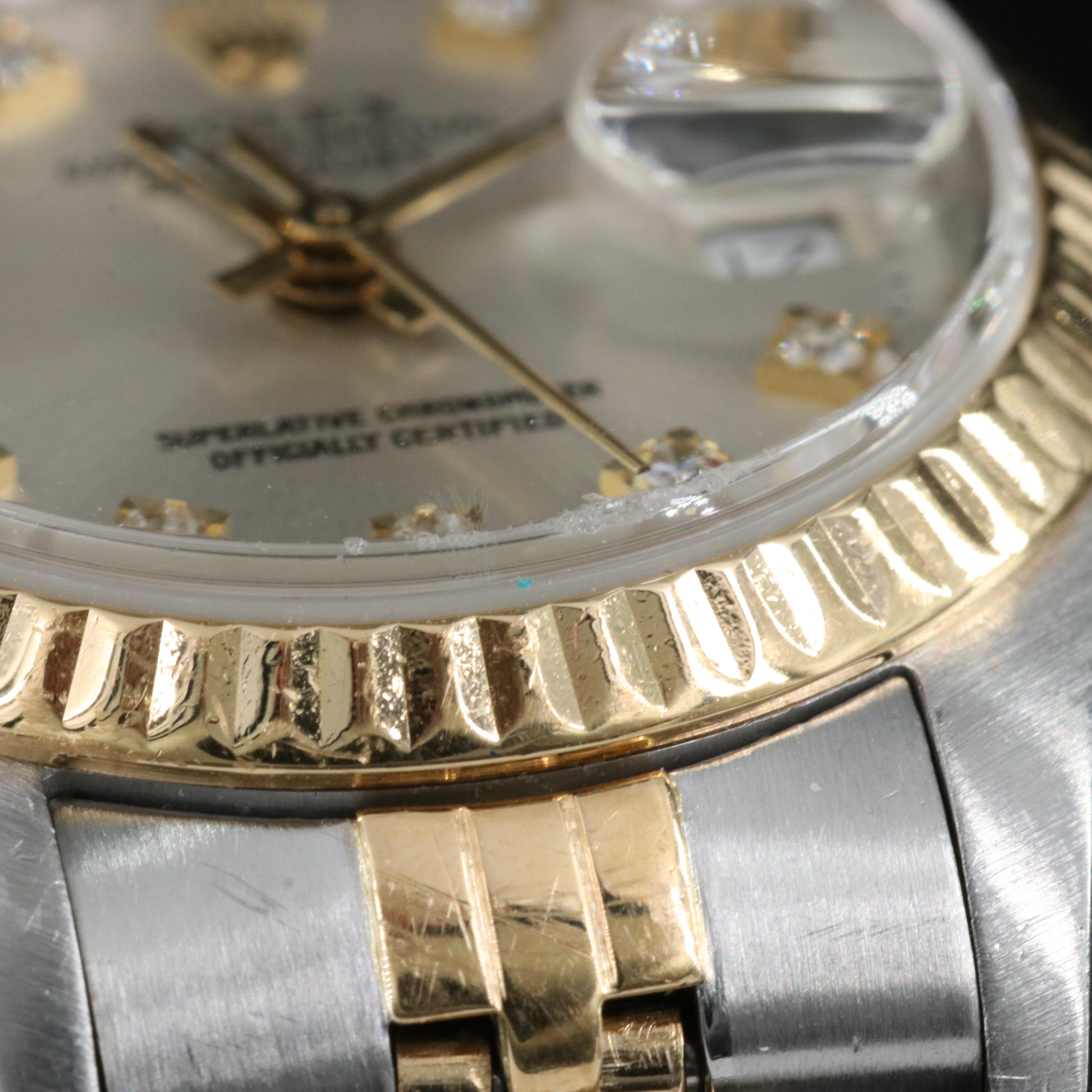 1990 Rolex Factory Diamond Dial Datejust Watch