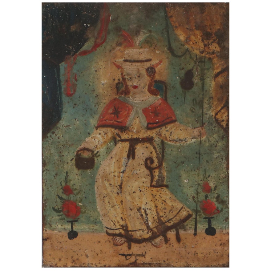 Mexican Retablo Painting of the Holy Child of Atocha