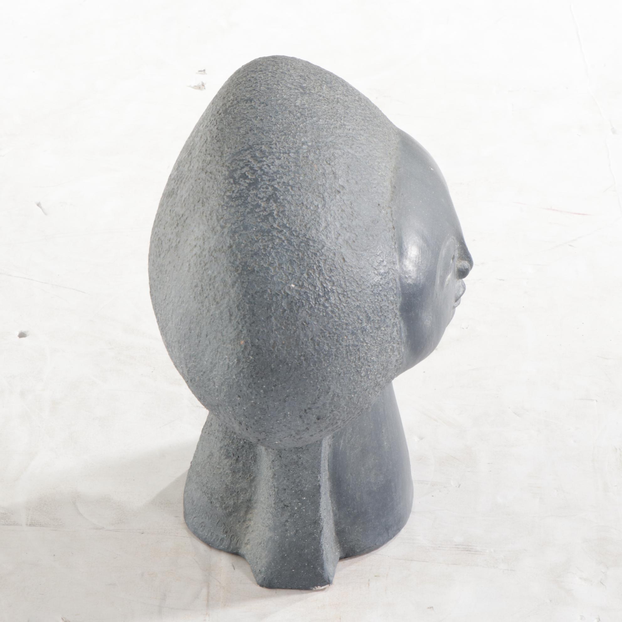Paul Bellardo Cast Plaster Head Sculpture, Late 20th Century