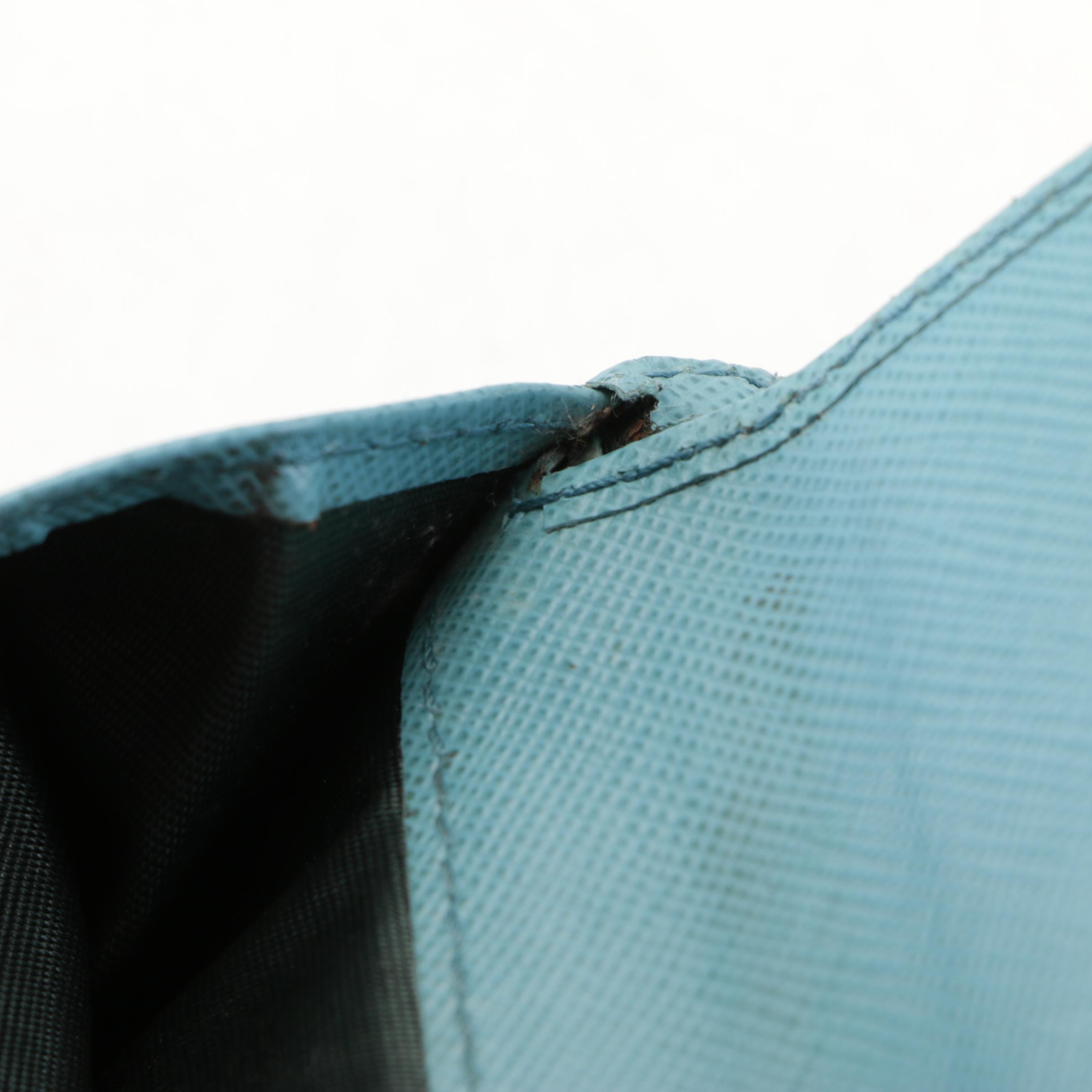 Prada Compact Bifold Wallet in Light Blue Saffiano Leather