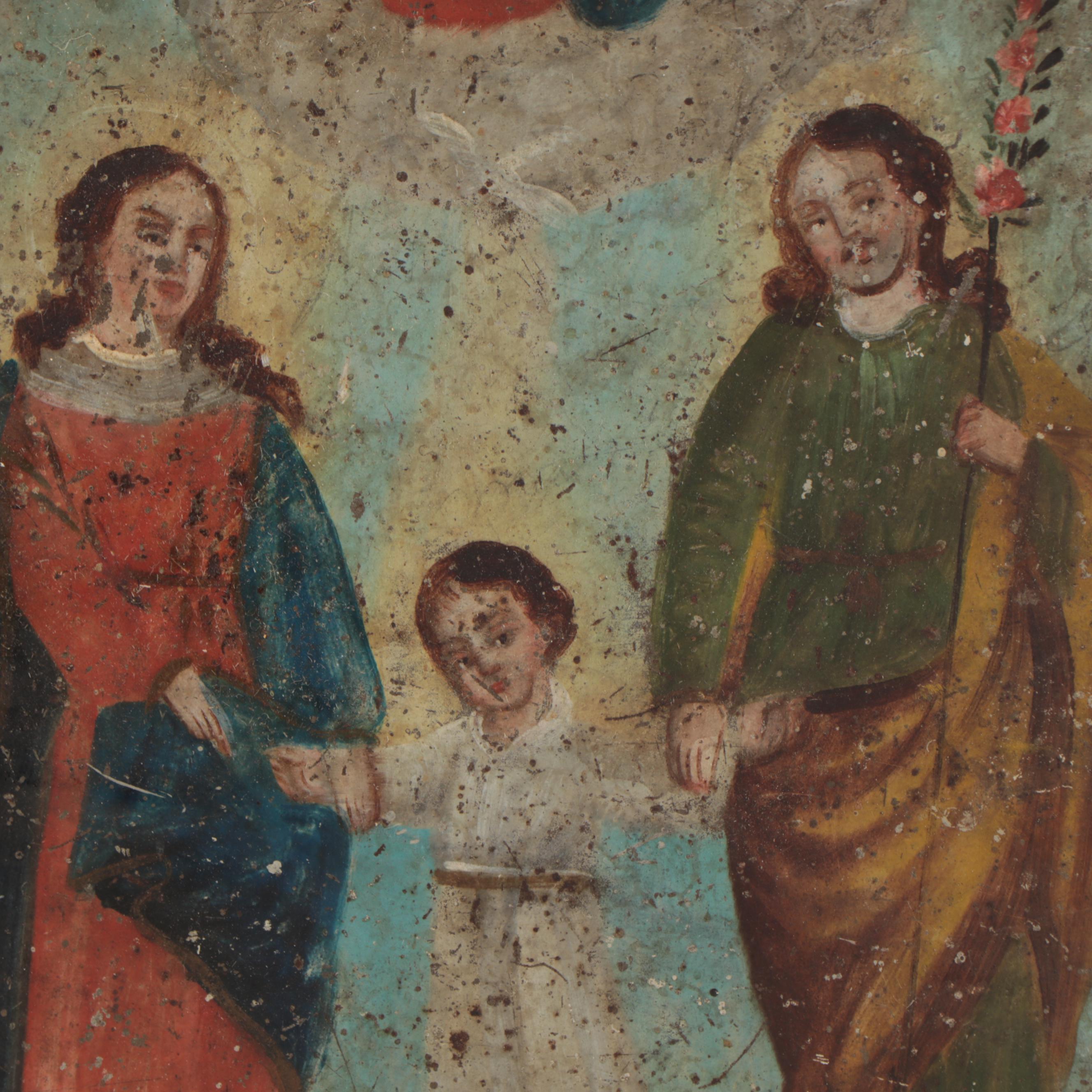 Mexican Retablo Painting of the Holy Family
