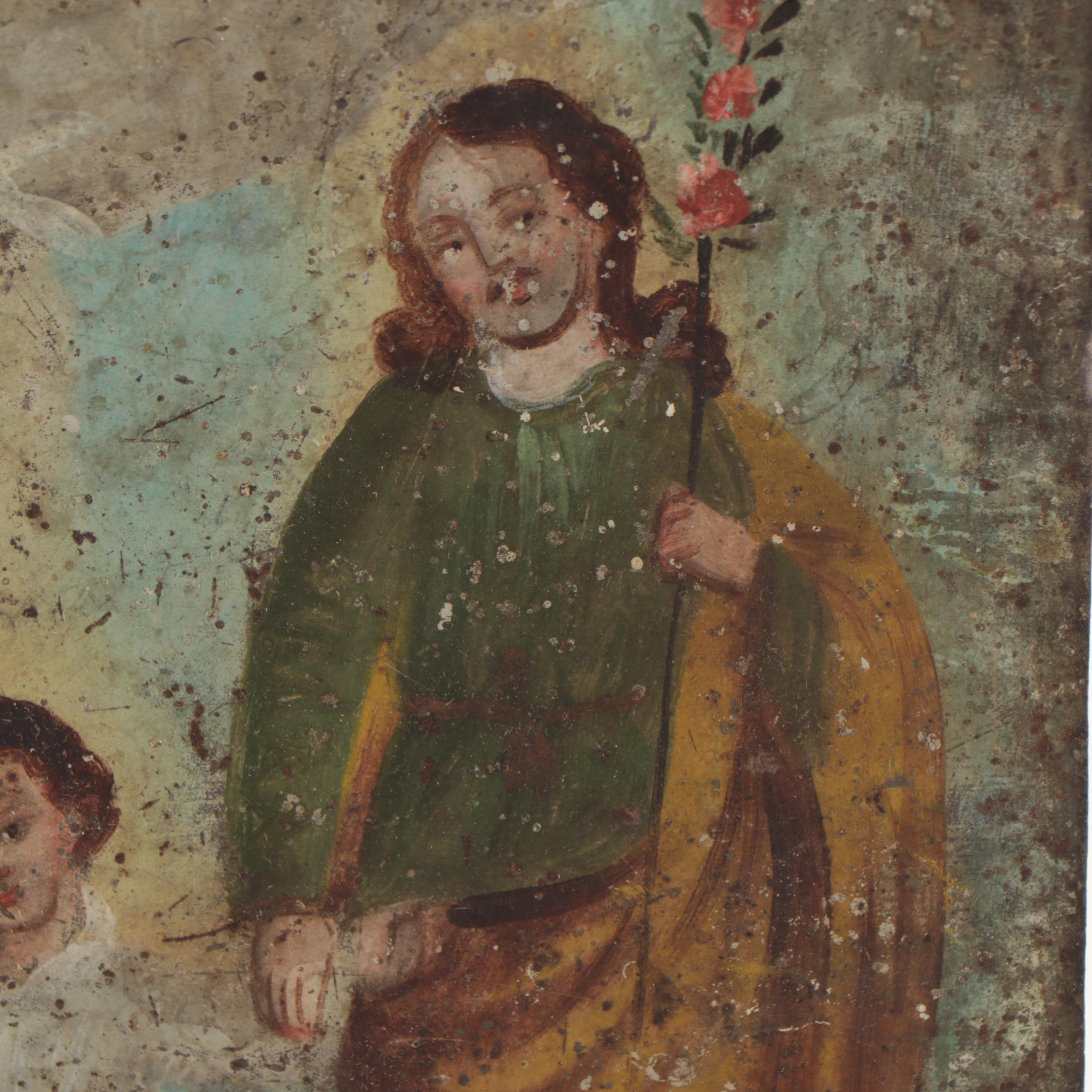 Mexican Retablo Painting of the Holy Family