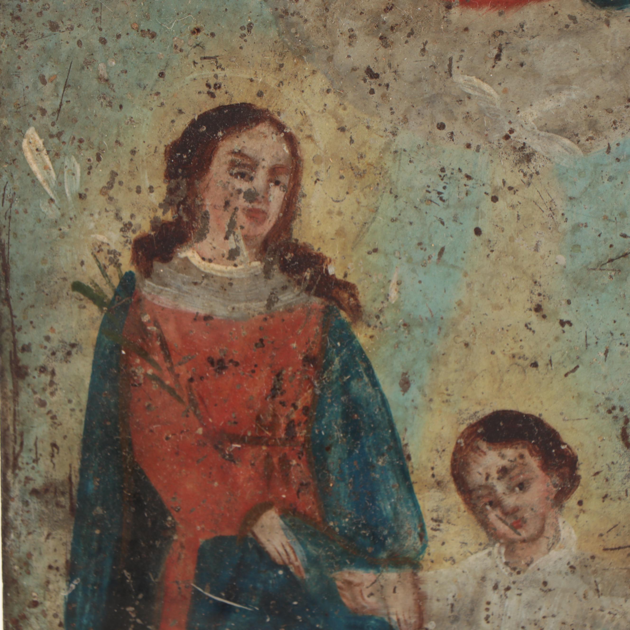 Mexican Retablo Painting of the Holy Family