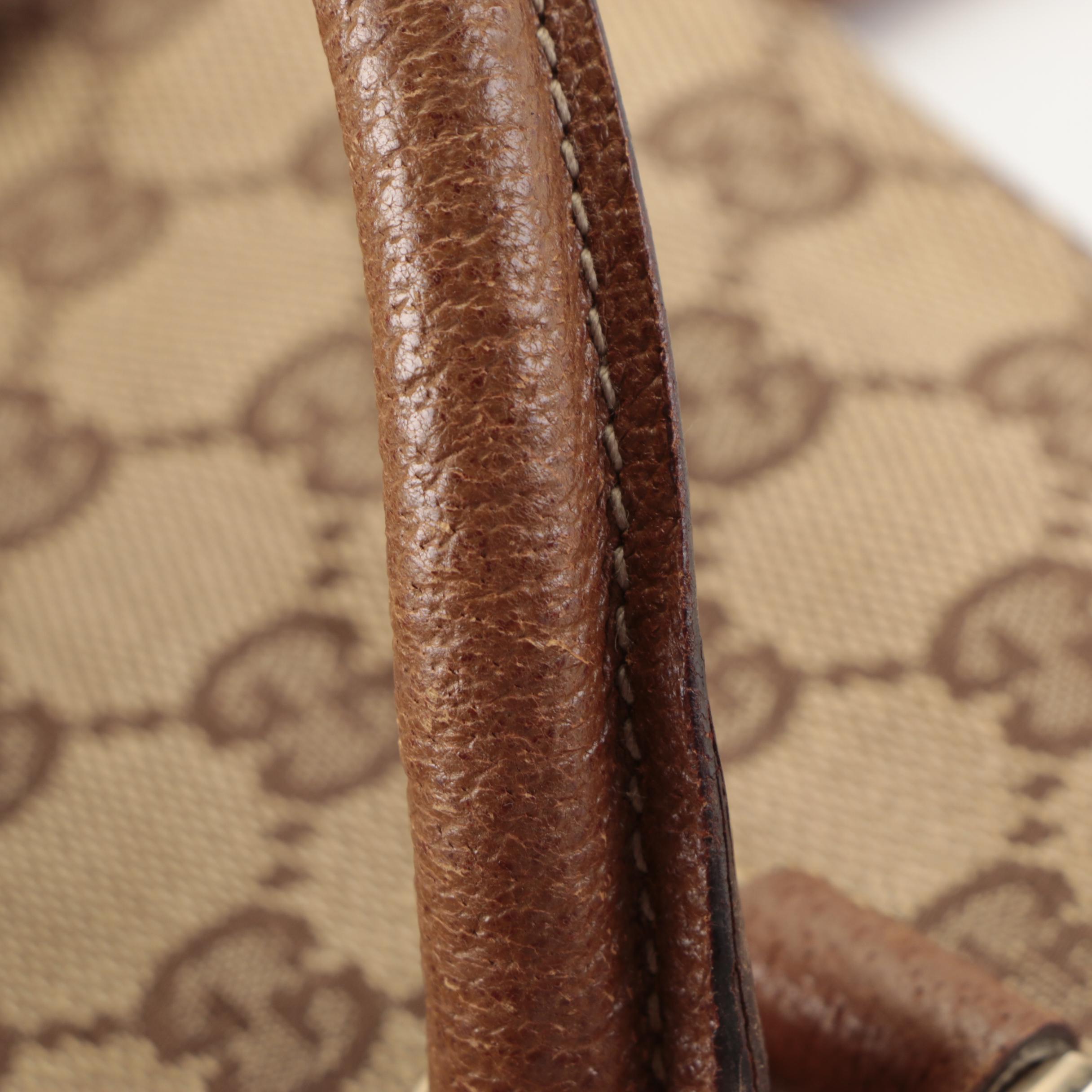 Gucci Nailhead Handbag in GG Canvas and Cinghiale Leather
