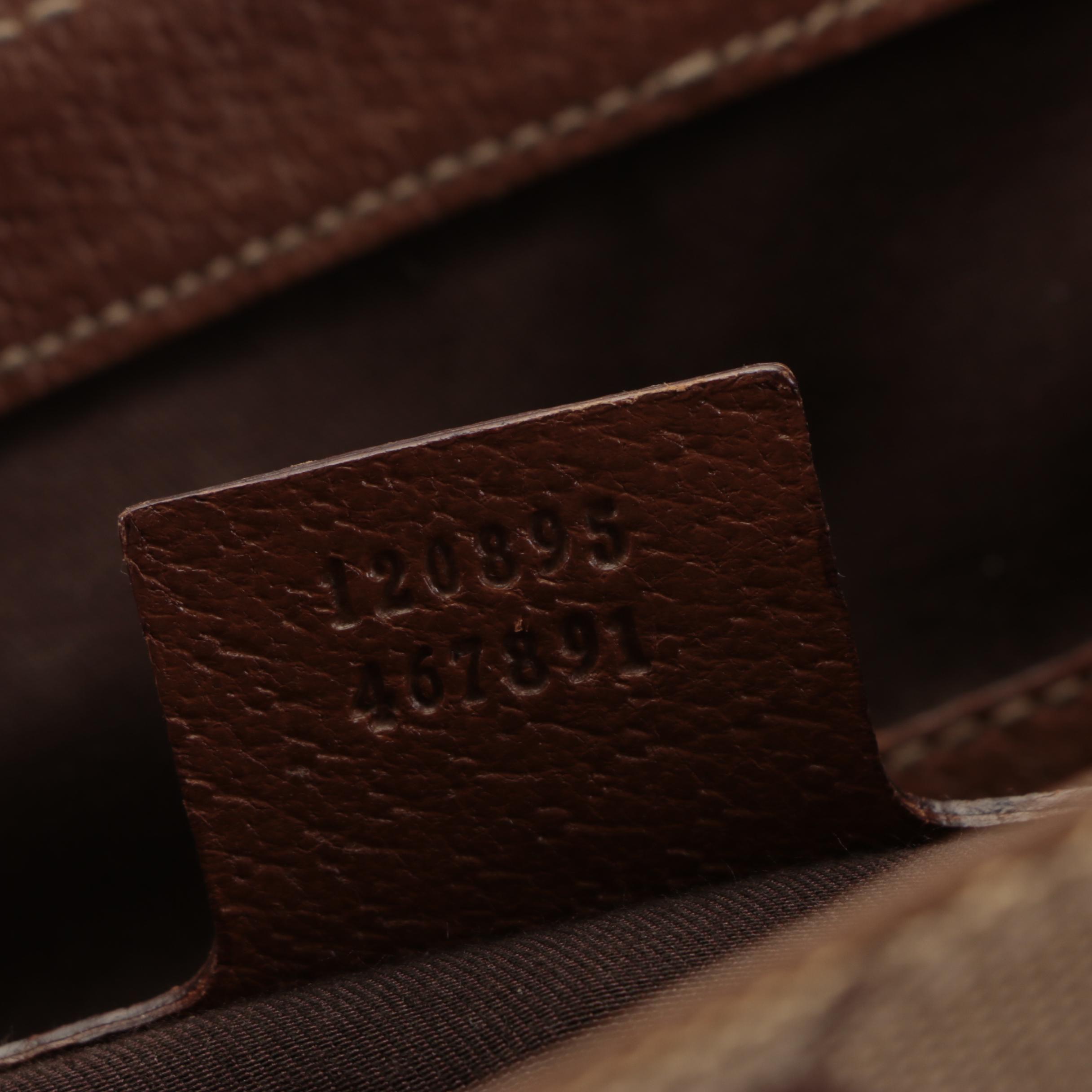 Gucci Nailhead Handbag in GG Canvas and Cinghiale Leather