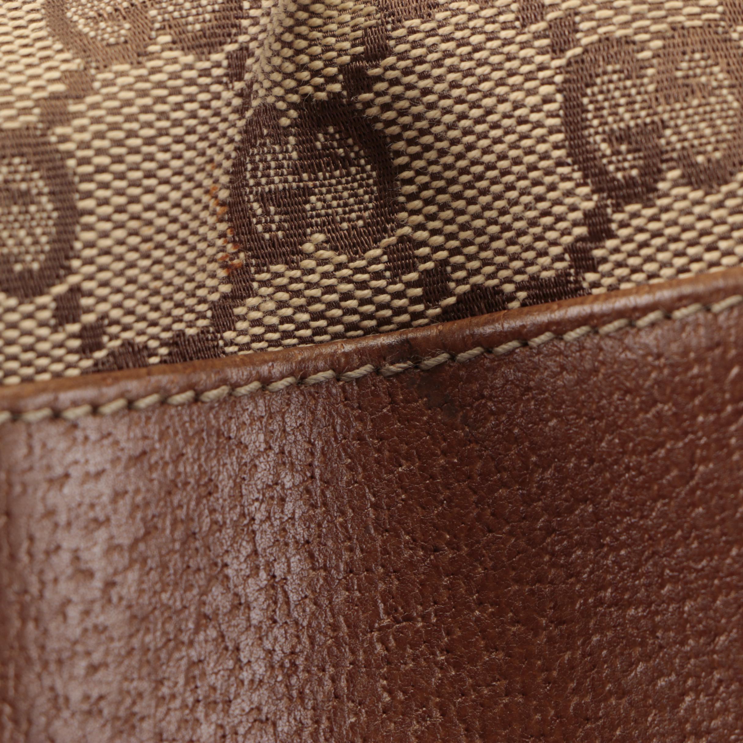 Gucci Nailhead Handbag in GG Canvas and Cinghiale Leather