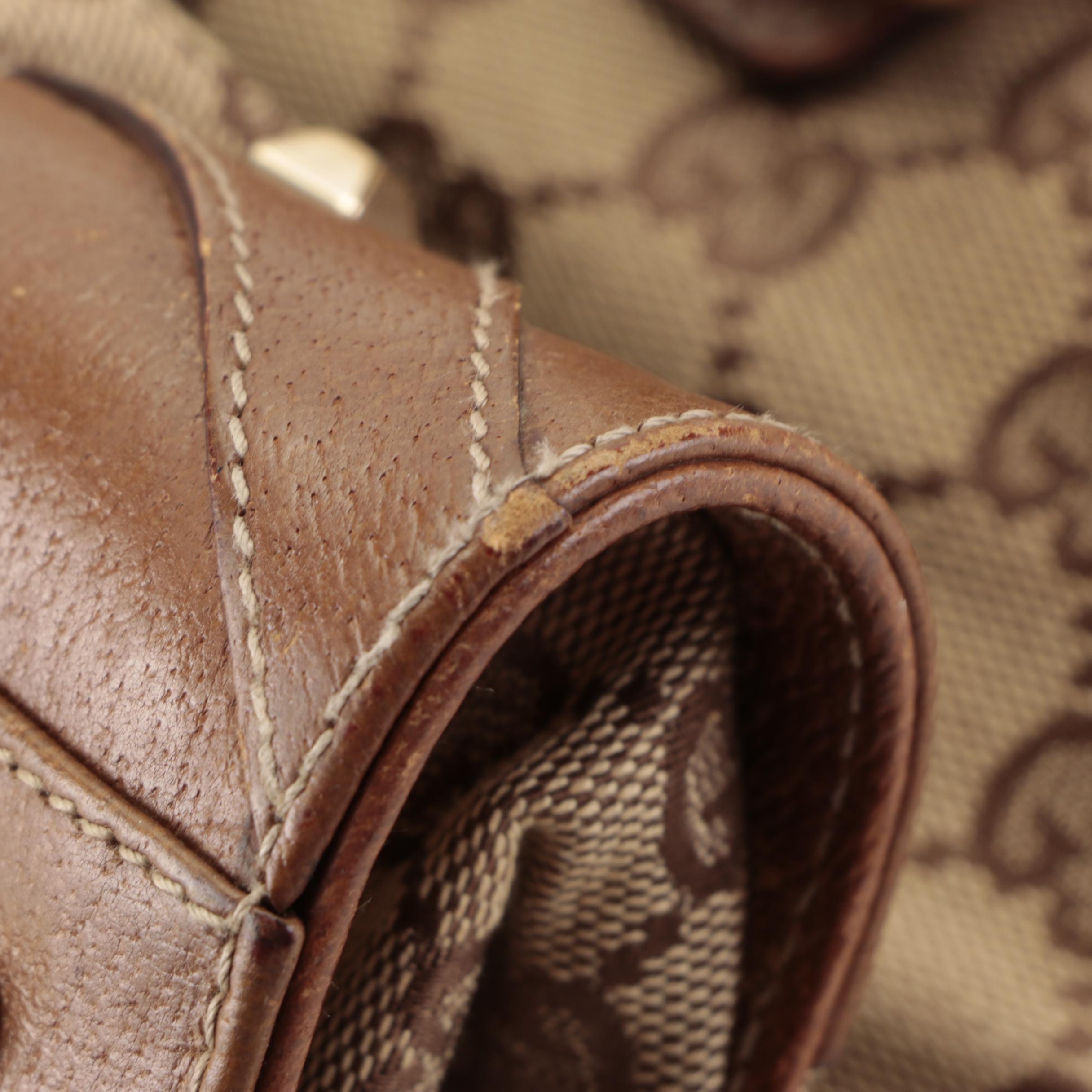 Gucci Nailhead Handbag in GG Canvas and Cinghiale Leather