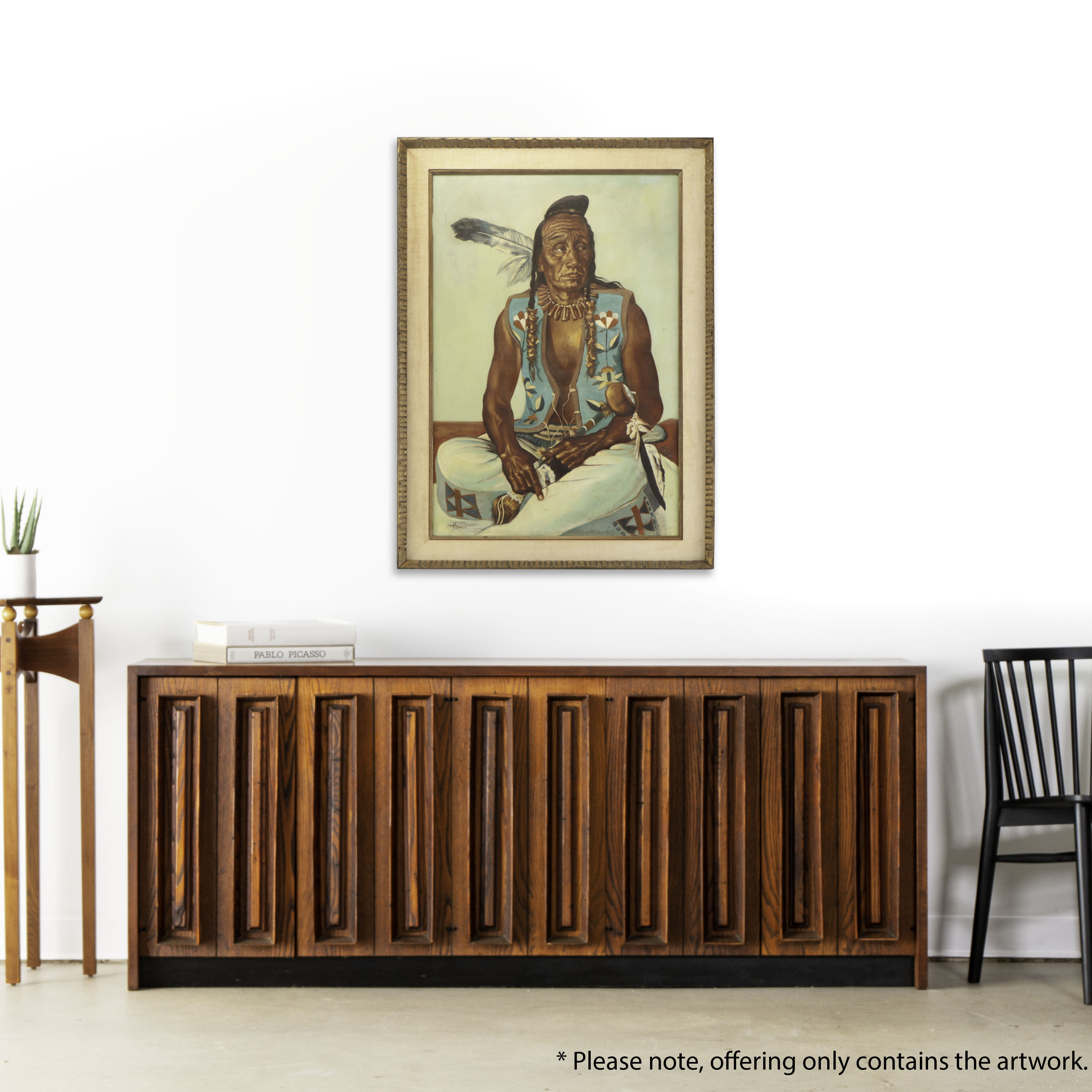 Thomas Morman Portrait Oil Painting of Native American, Mid-Late 20th Century