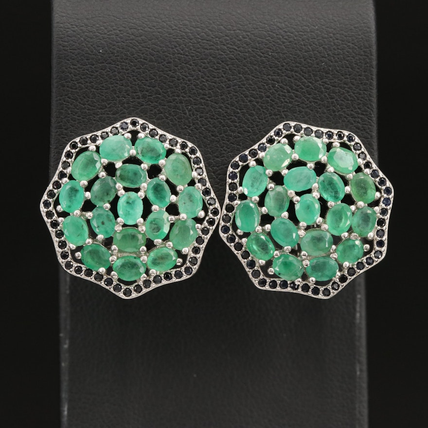 Sterling Emerald and Sapphire Earrings