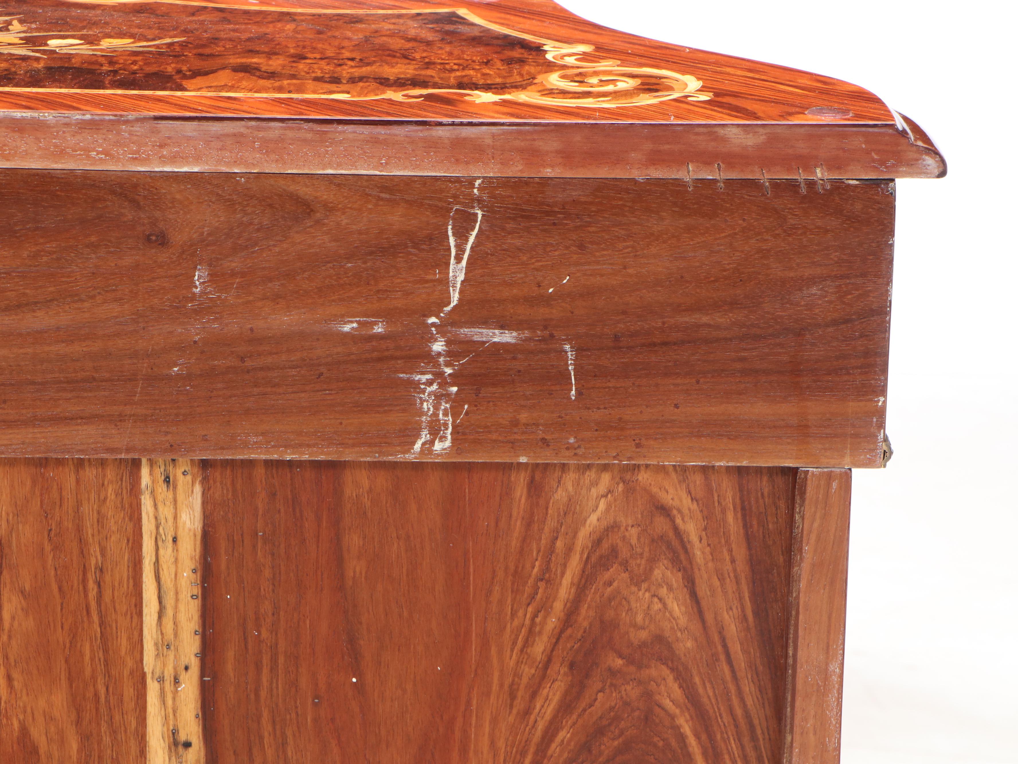 Louis XV Style Burlwood, Marquetry and Brass-Mounted Cabinet