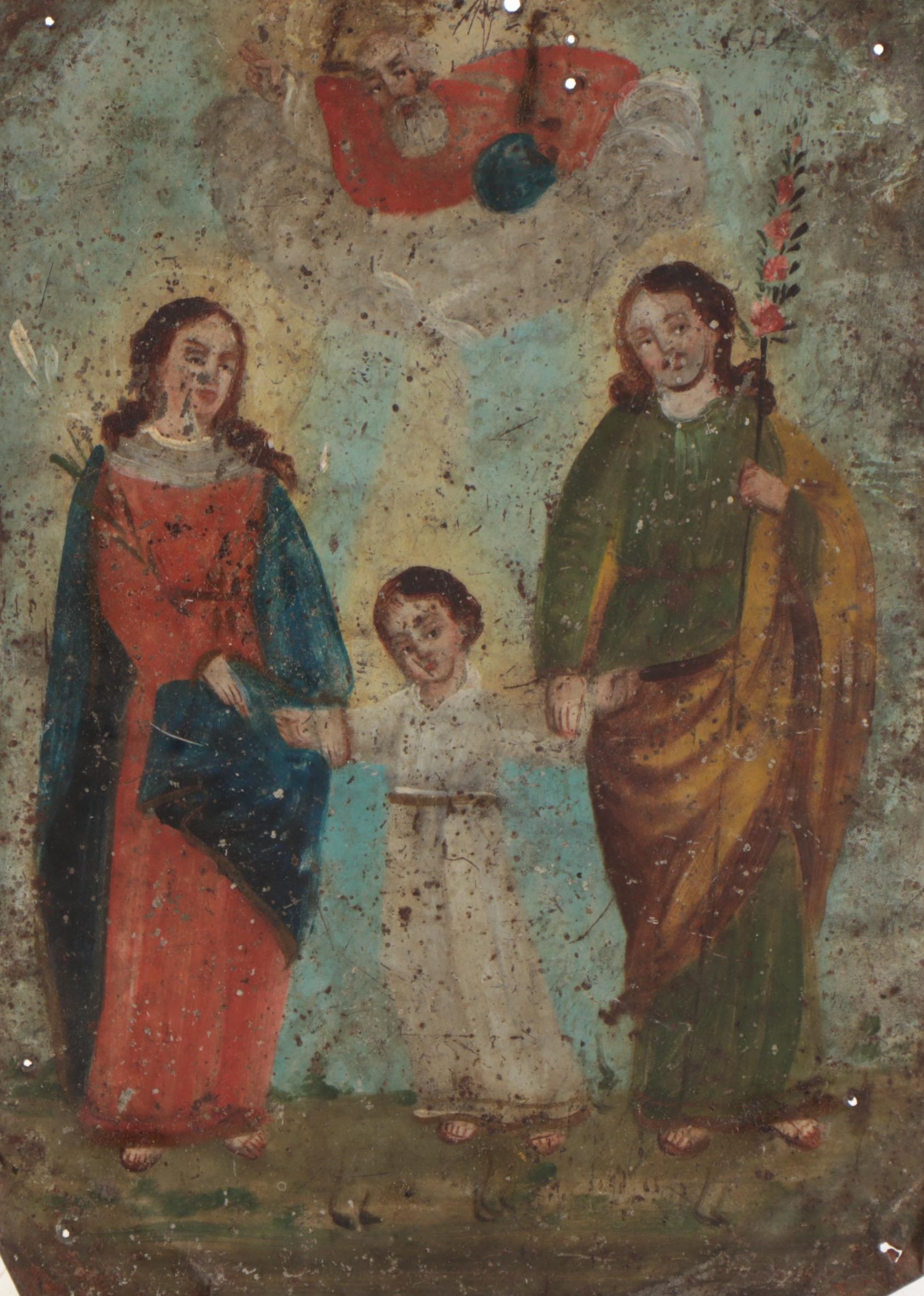 Mexican Retablo Painting of the Holy Family