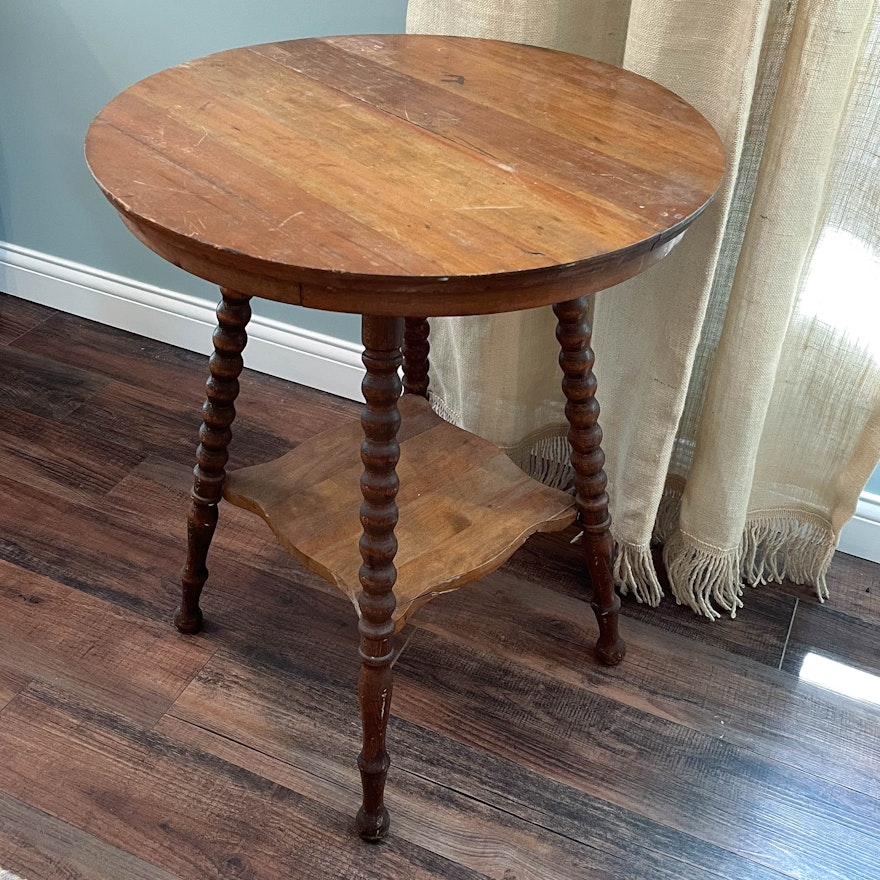 Late Victorian Two-Tier Bobbin-Turned Parlor Table, circa 1900