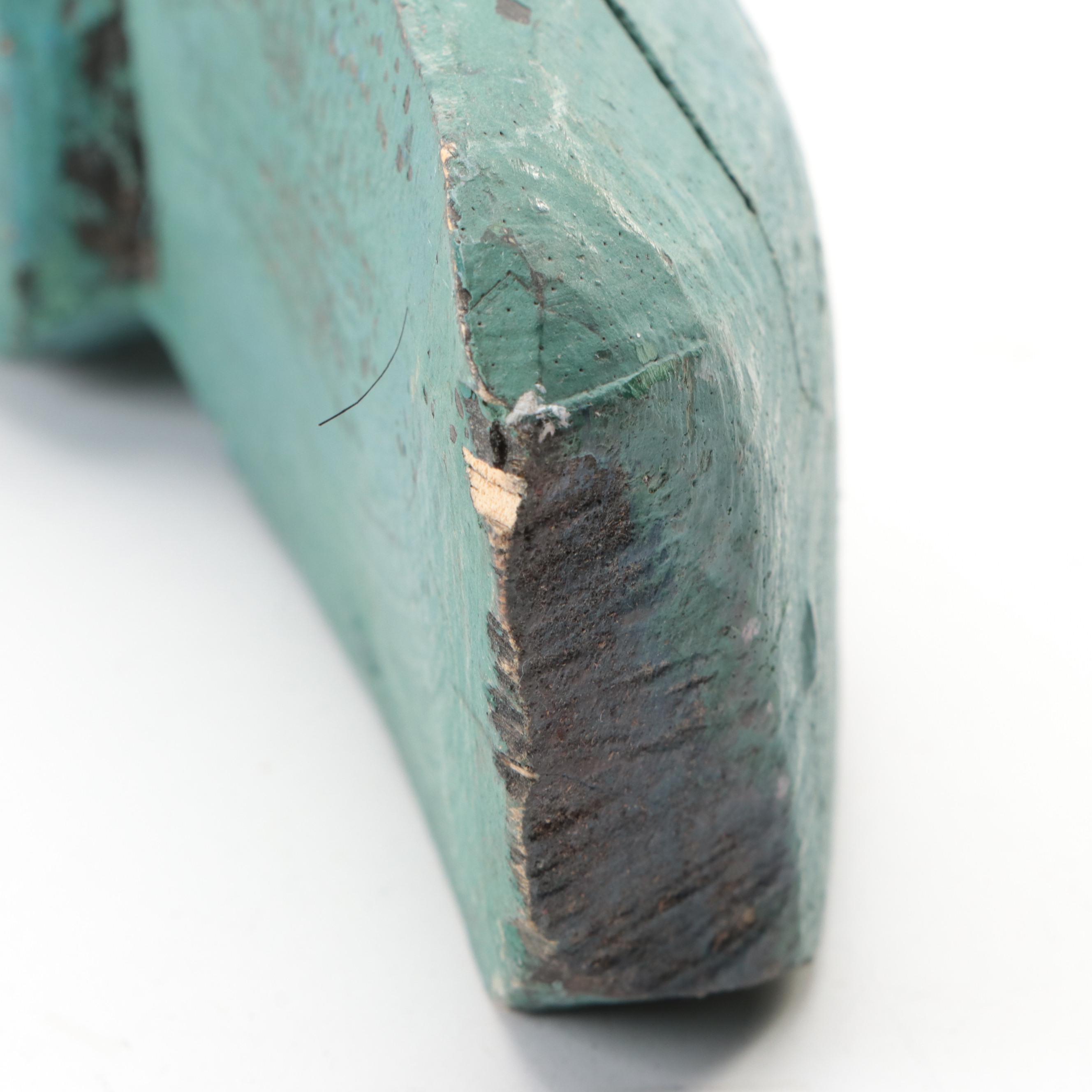 Folk Art Carved Wood and Hand-Painted Eel