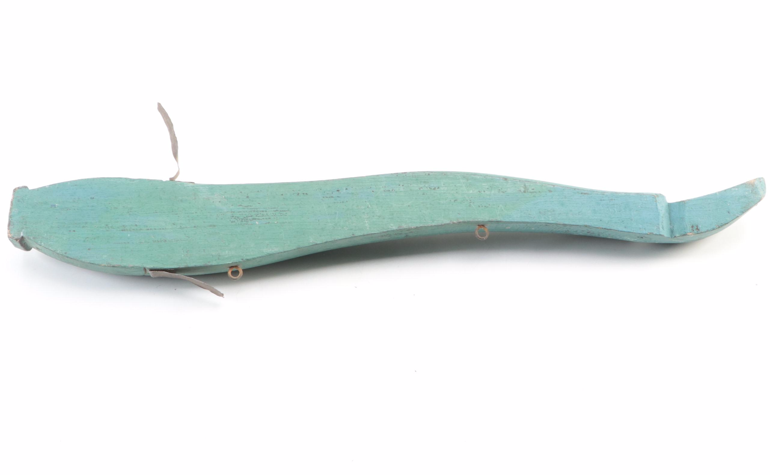 Folk Art Carved Wood and Hand-Painted Eel