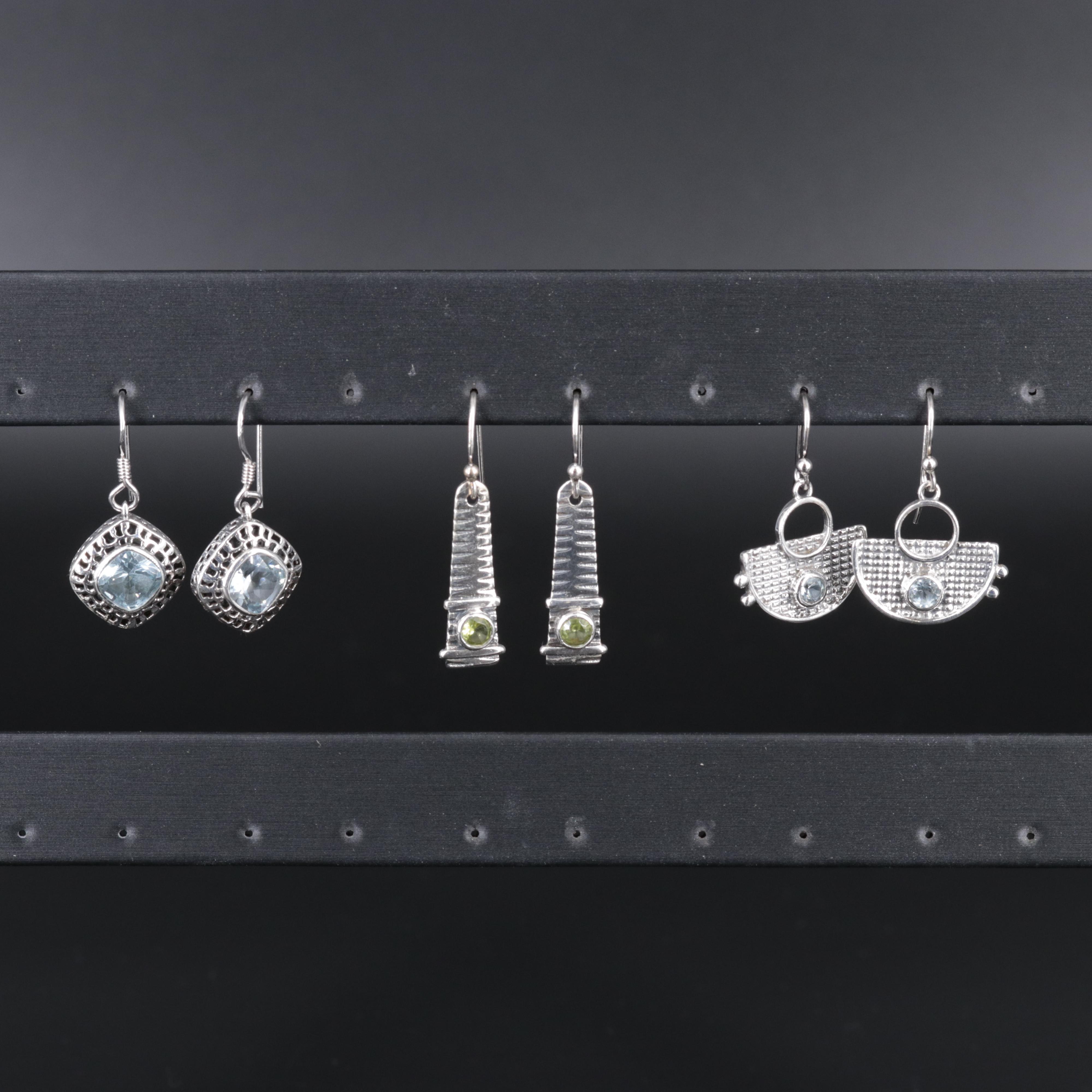 Assortment of Sterling Silver Earrings Including Gemstones
