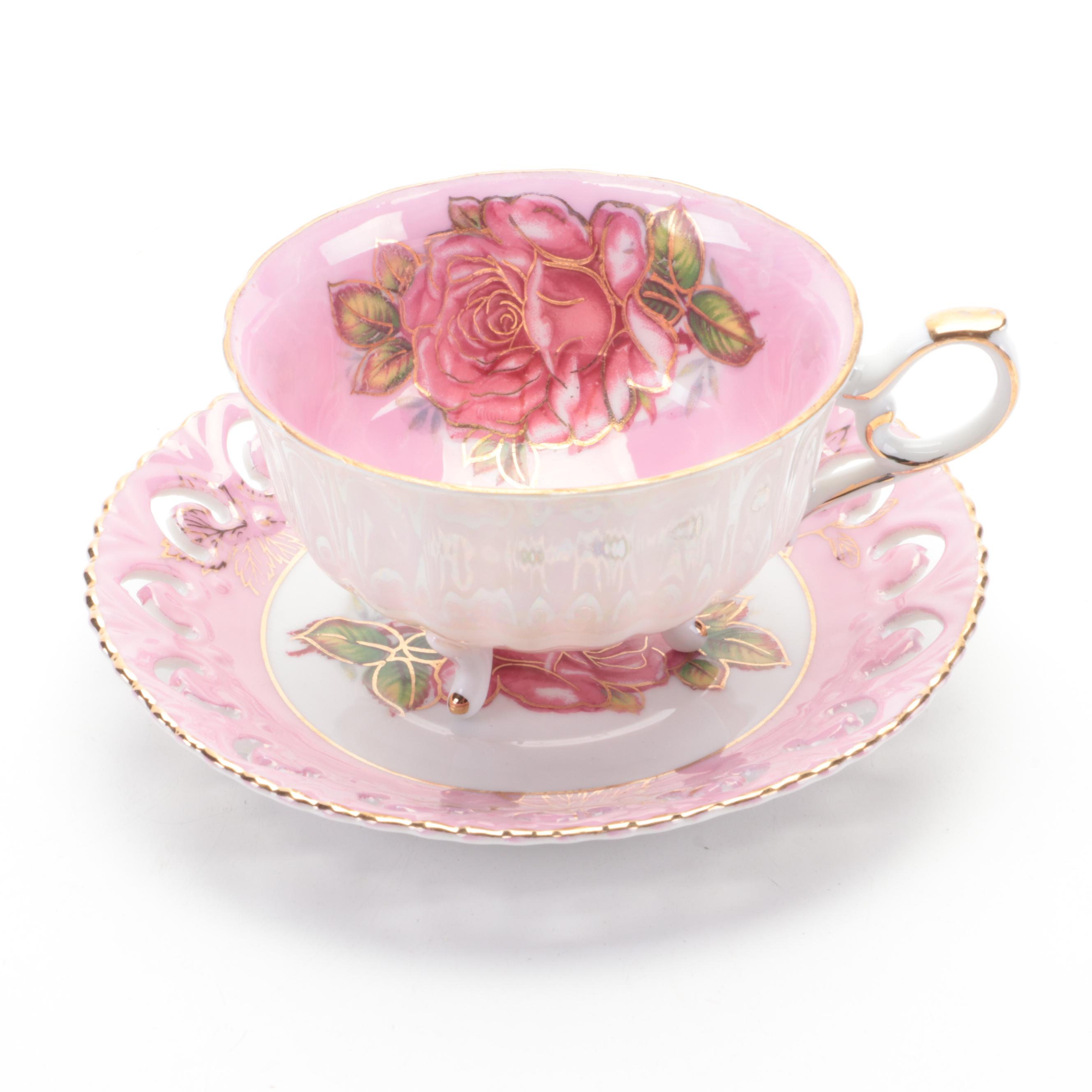 Royal Halsey and Other Porcelain and Bone China Teacups, Mid to Late 20th C.