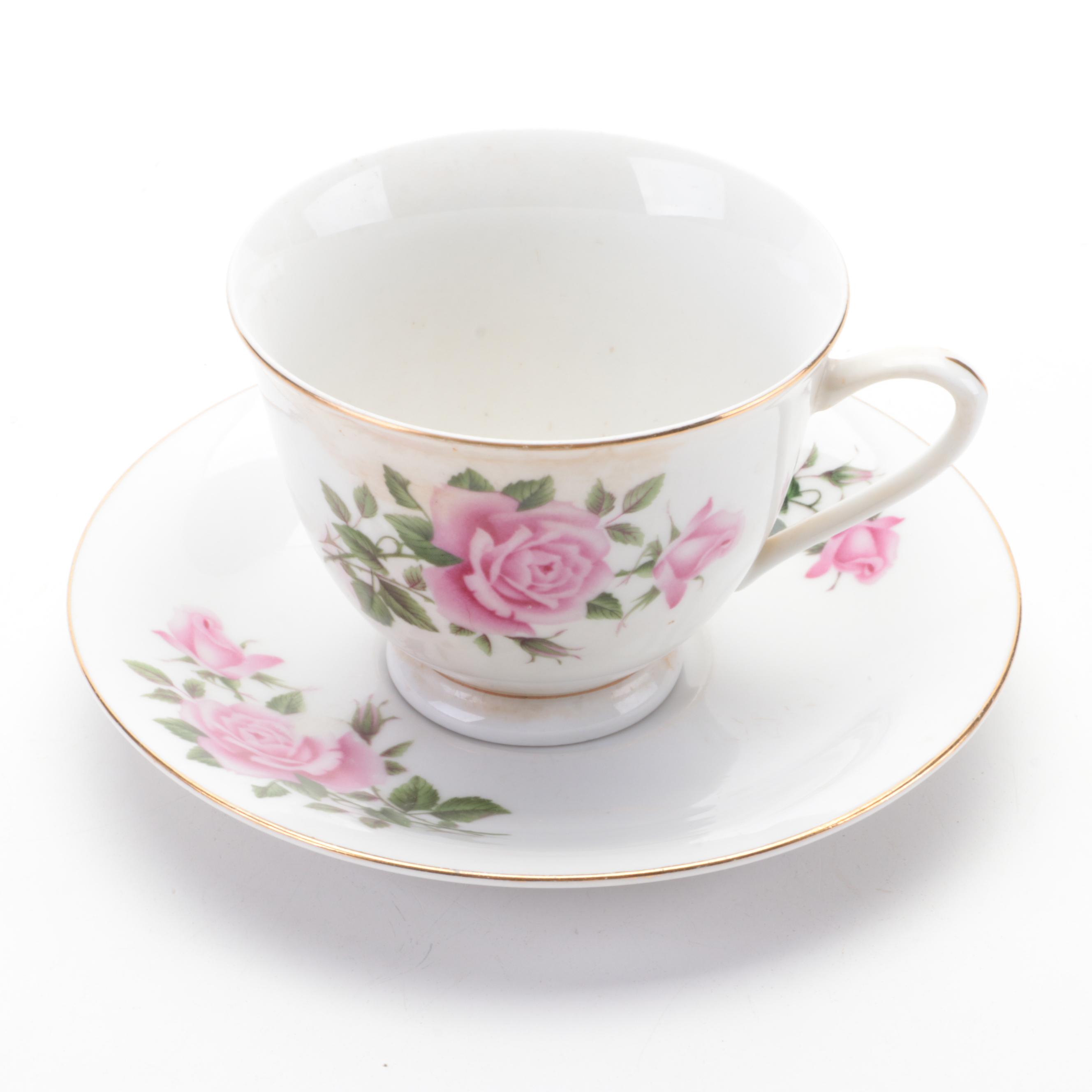 Royal Halsey and Other Porcelain and Bone China Teacups, Mid to Late 20th C.