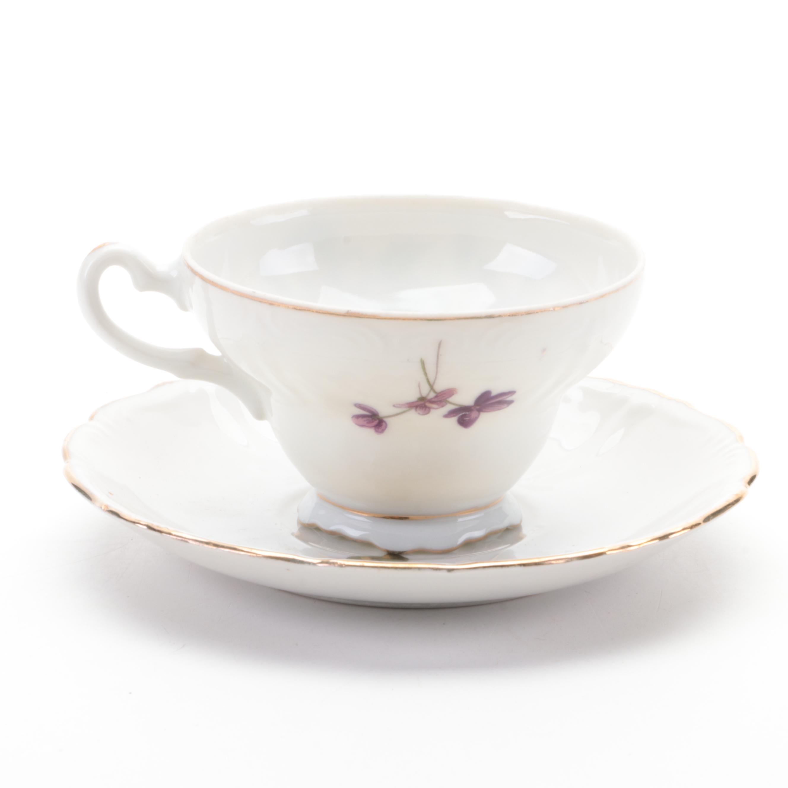 Royal Halsey and Other Porcelain and Bone China Teacups, Mid to Late 20th C.