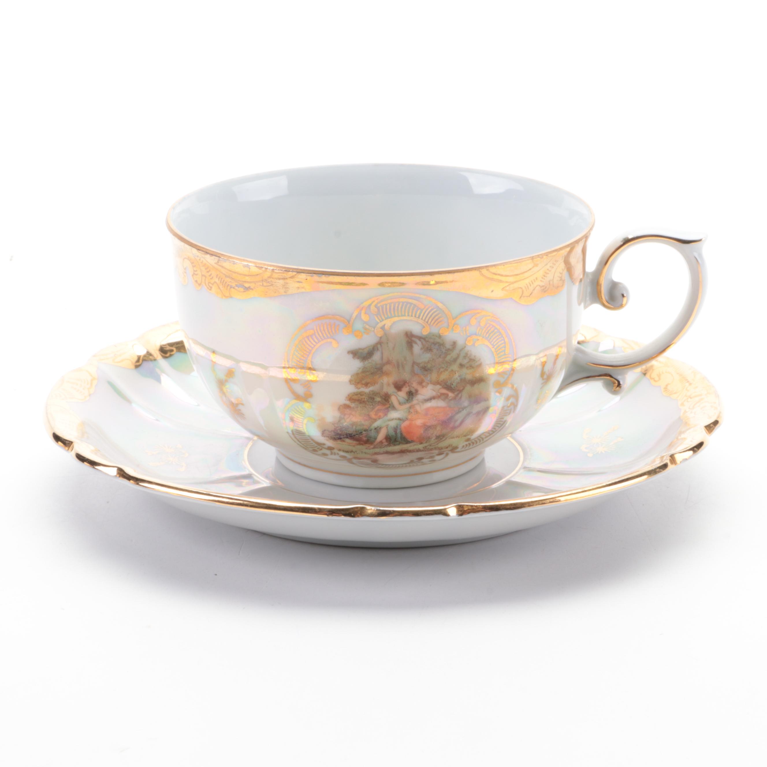 Royal Halsey and Other Porcelain and Bone China Teacups, Mid to Late 20th C.