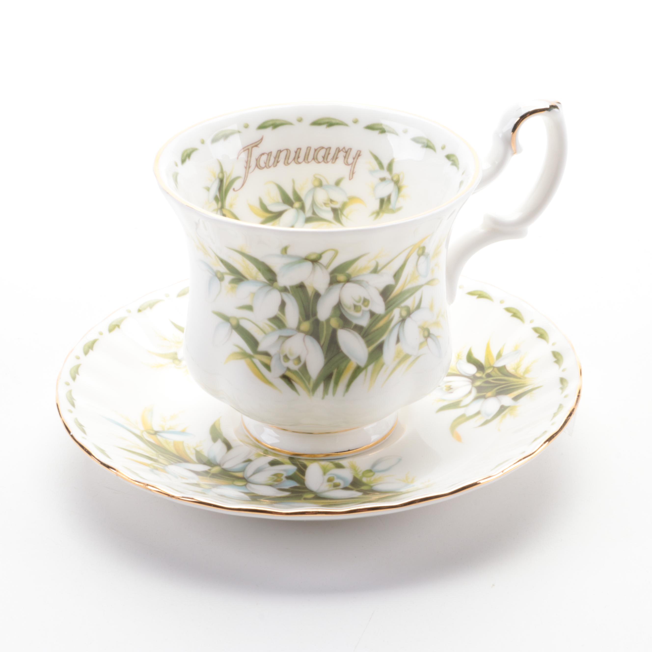 Royal Halsey and Other Porcelain and Bone China Teacups, Mid to Late 20th C.