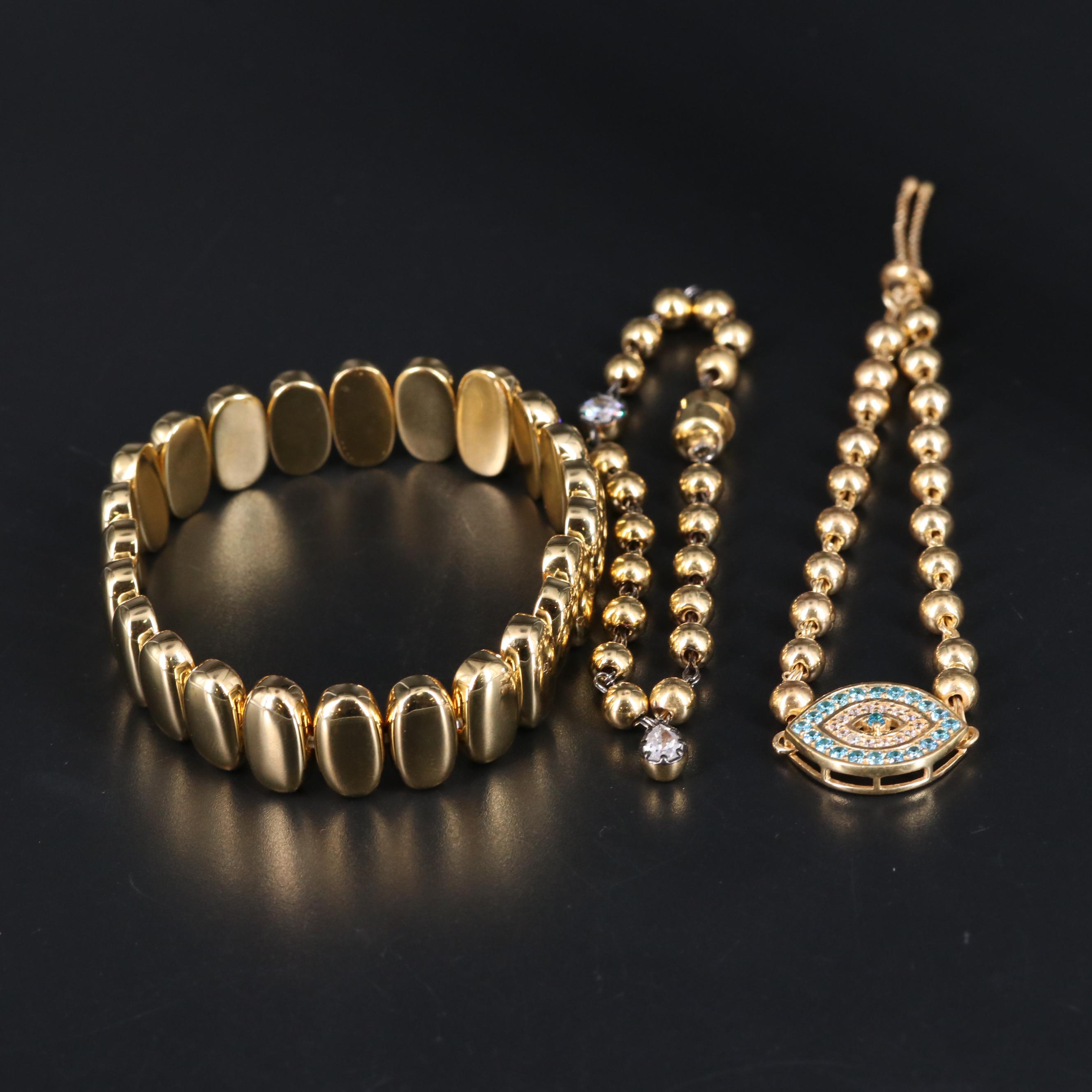 Sterling Silver Bracelet Trio Including Gemstones