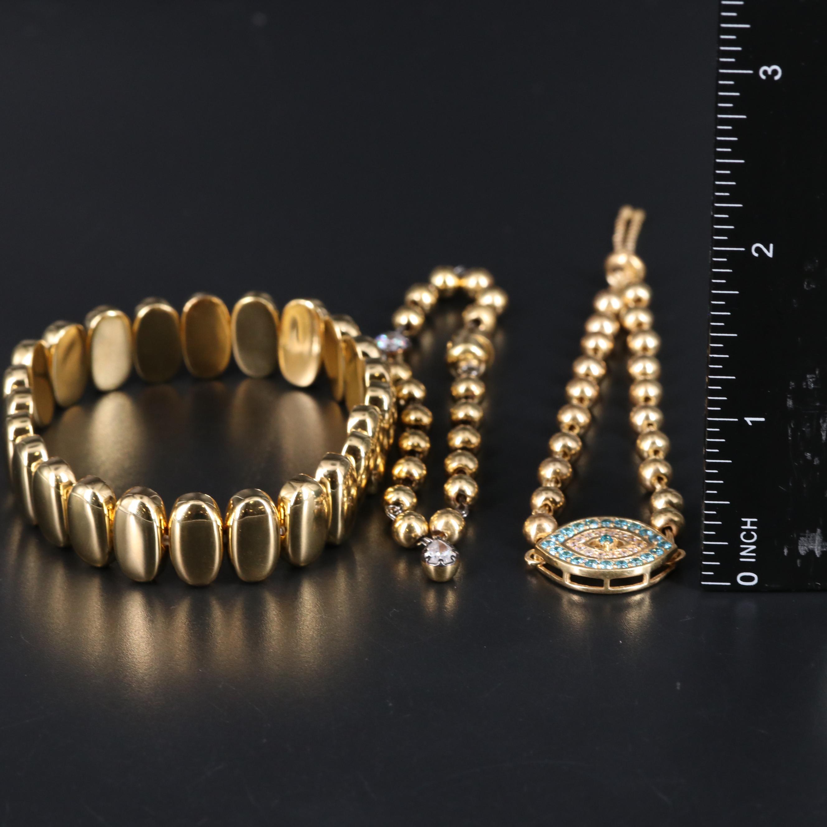 Sterling Silver Bracelet Trio Including Gemstones