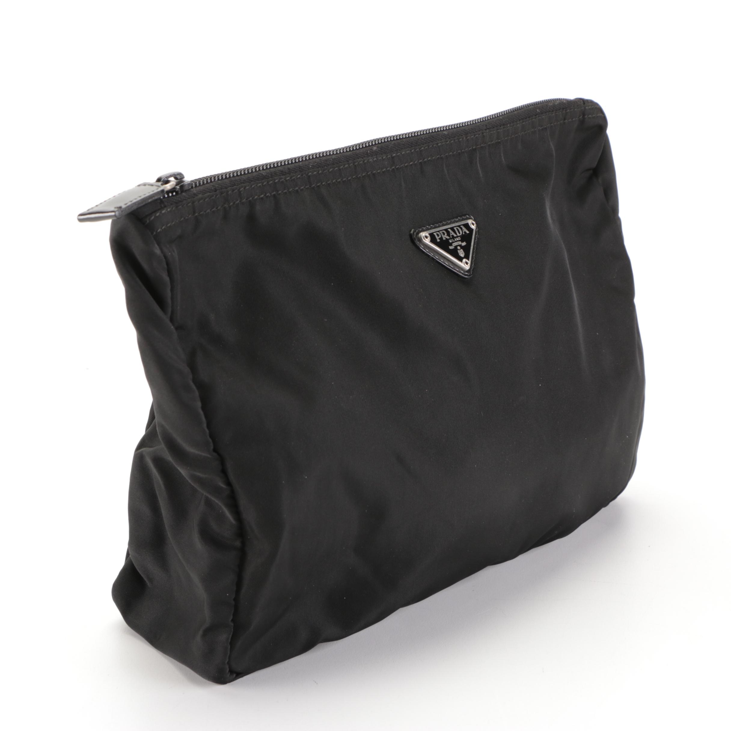 Prada Zipper Accessories Pouch in Black Nylon