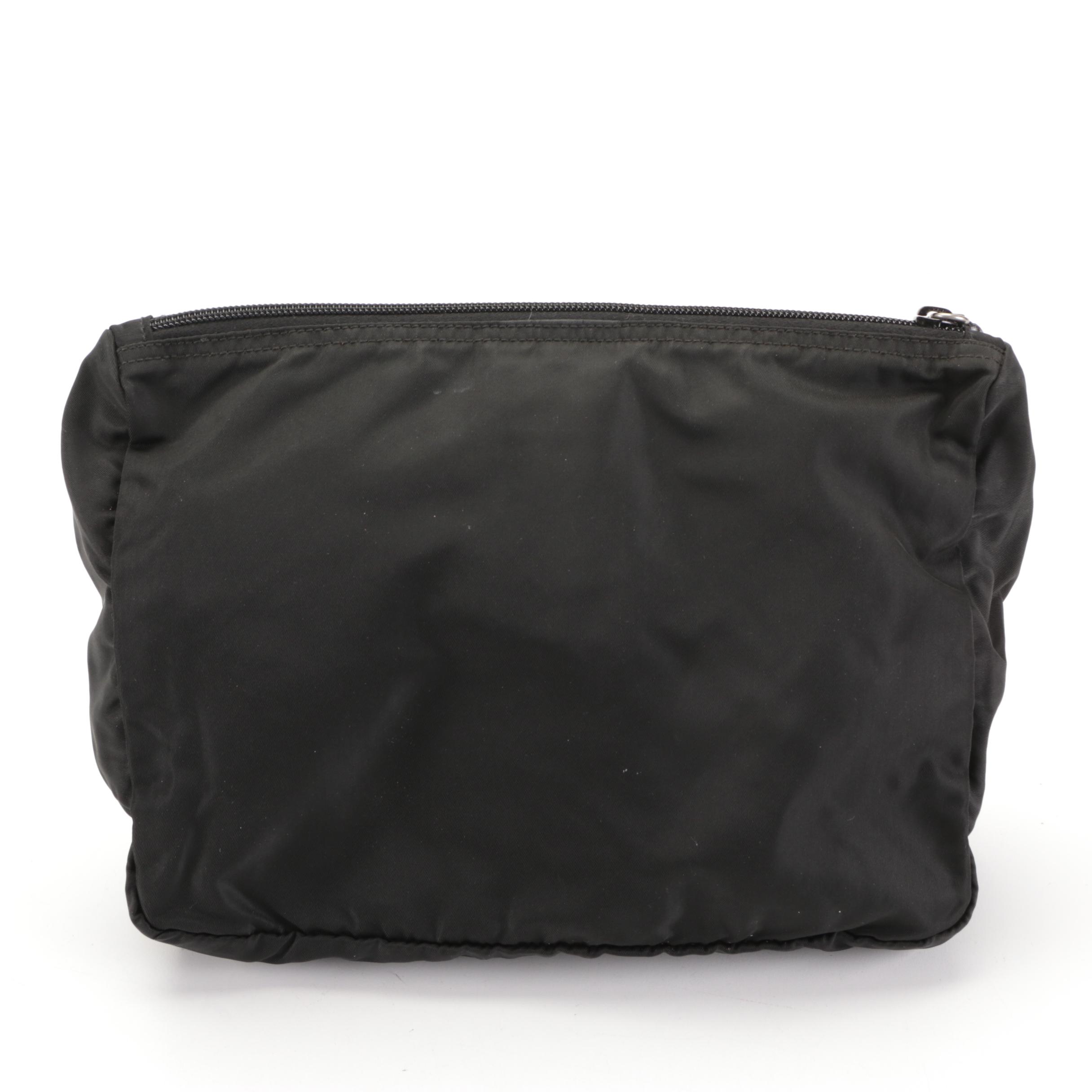 Prada Zipper Accessories Pouch in Black Nylon