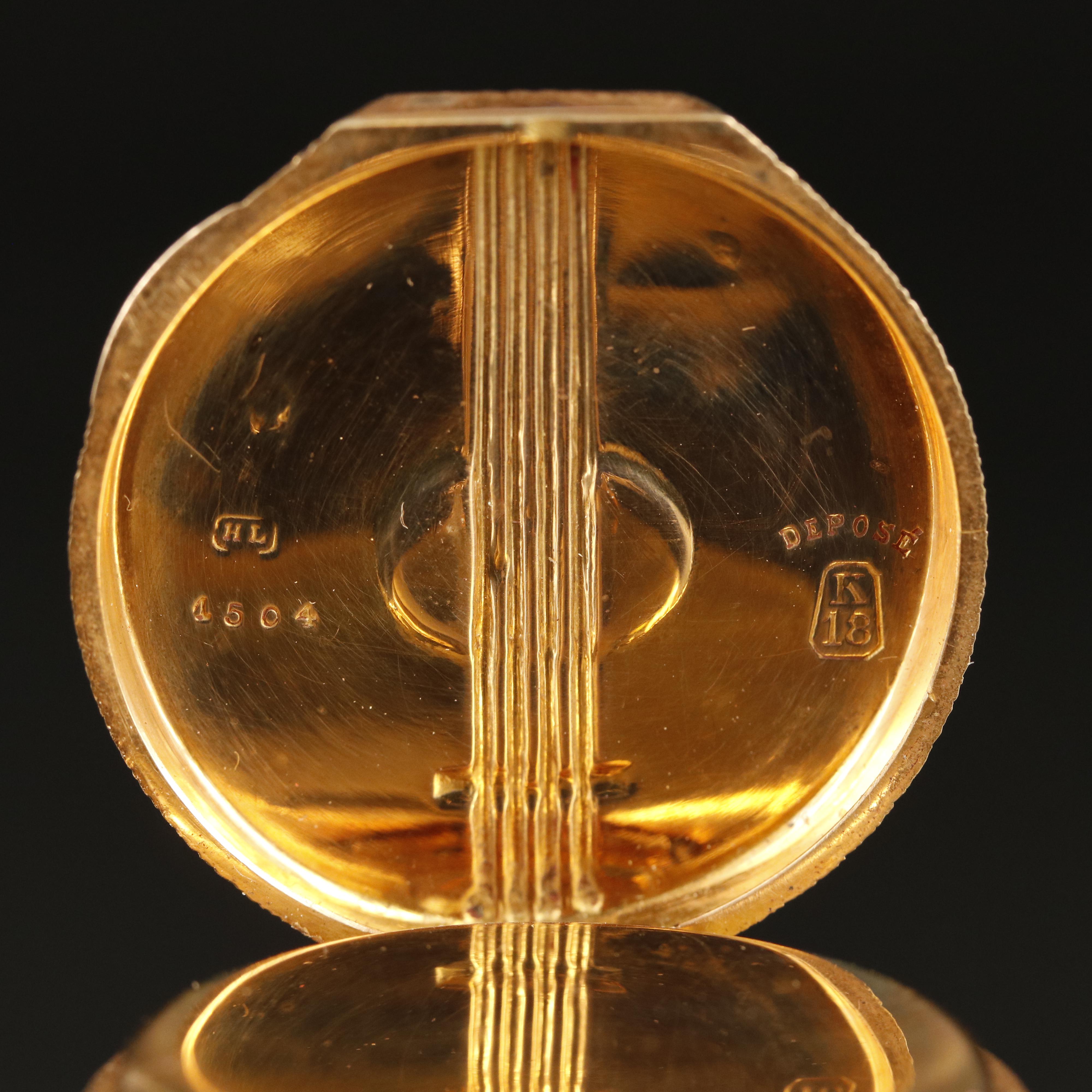 18K Felix Y Emmanuel Ullmann Manila Mandolin Shaped Enamelled Timepiece