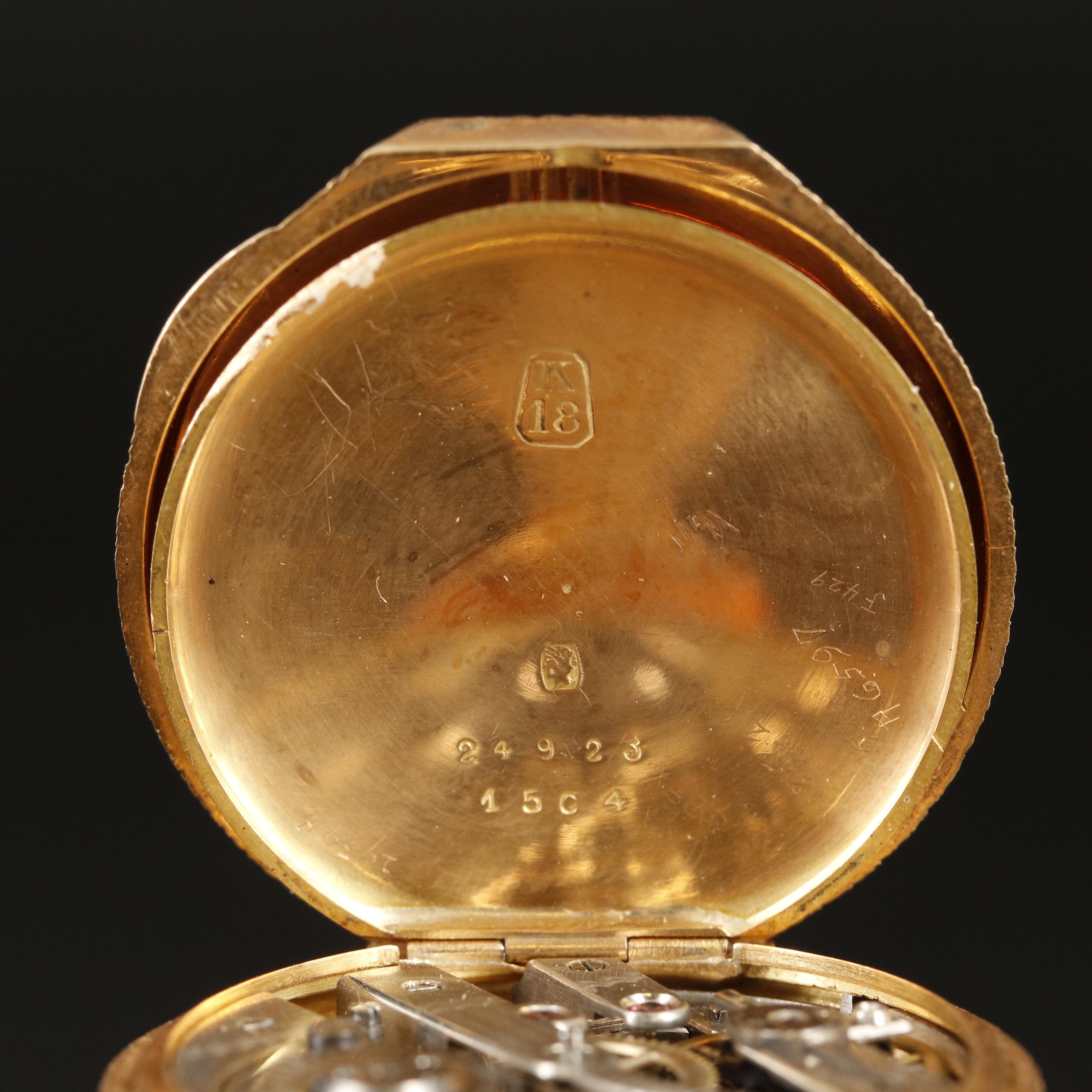 18K Felix Y Emmanuel Ullmann Manila Mandolin Shaped Enamelled Timepiece