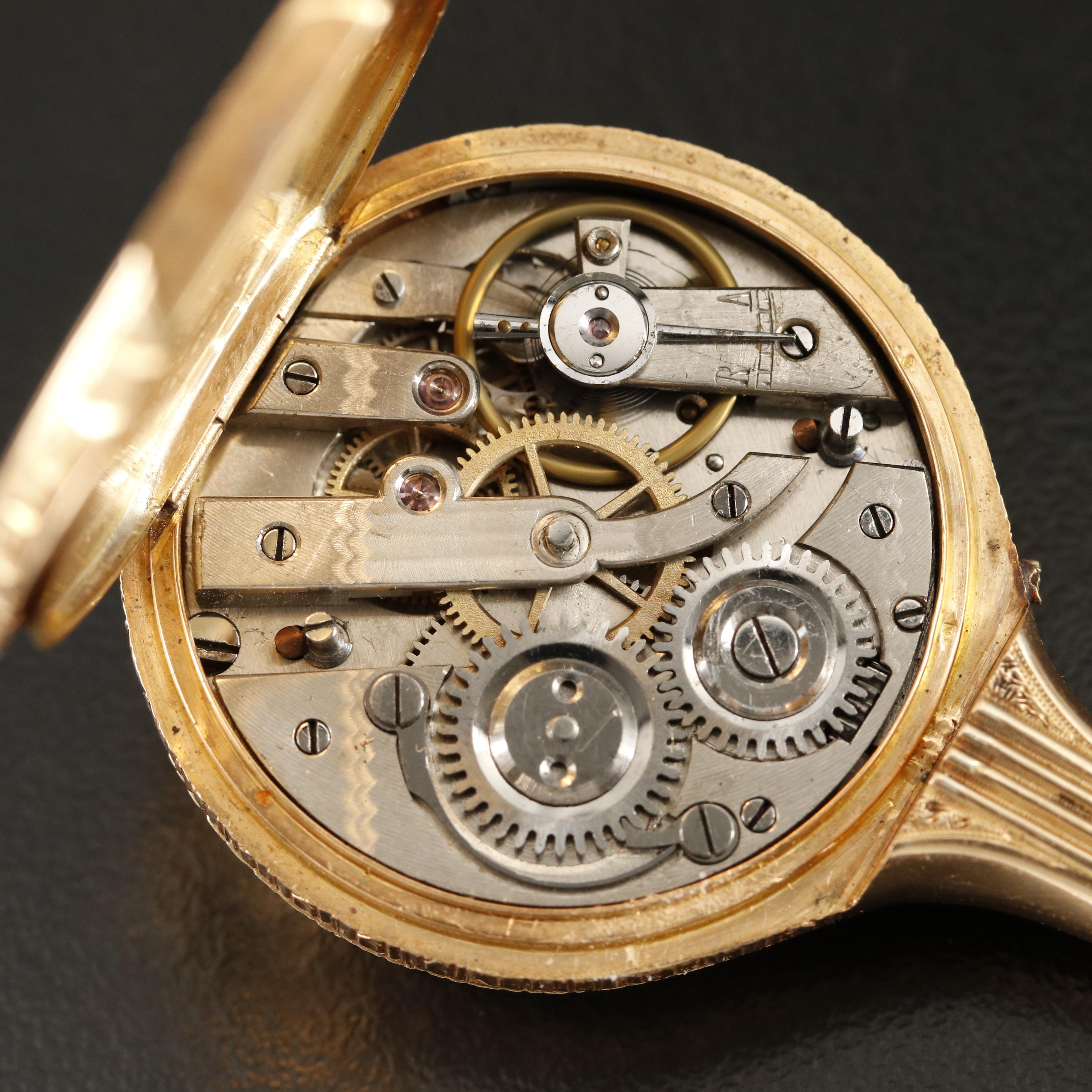 18K Felix Y Emmanuel Ullmann Manila Mandolin Shaped Enamelled Timepiece