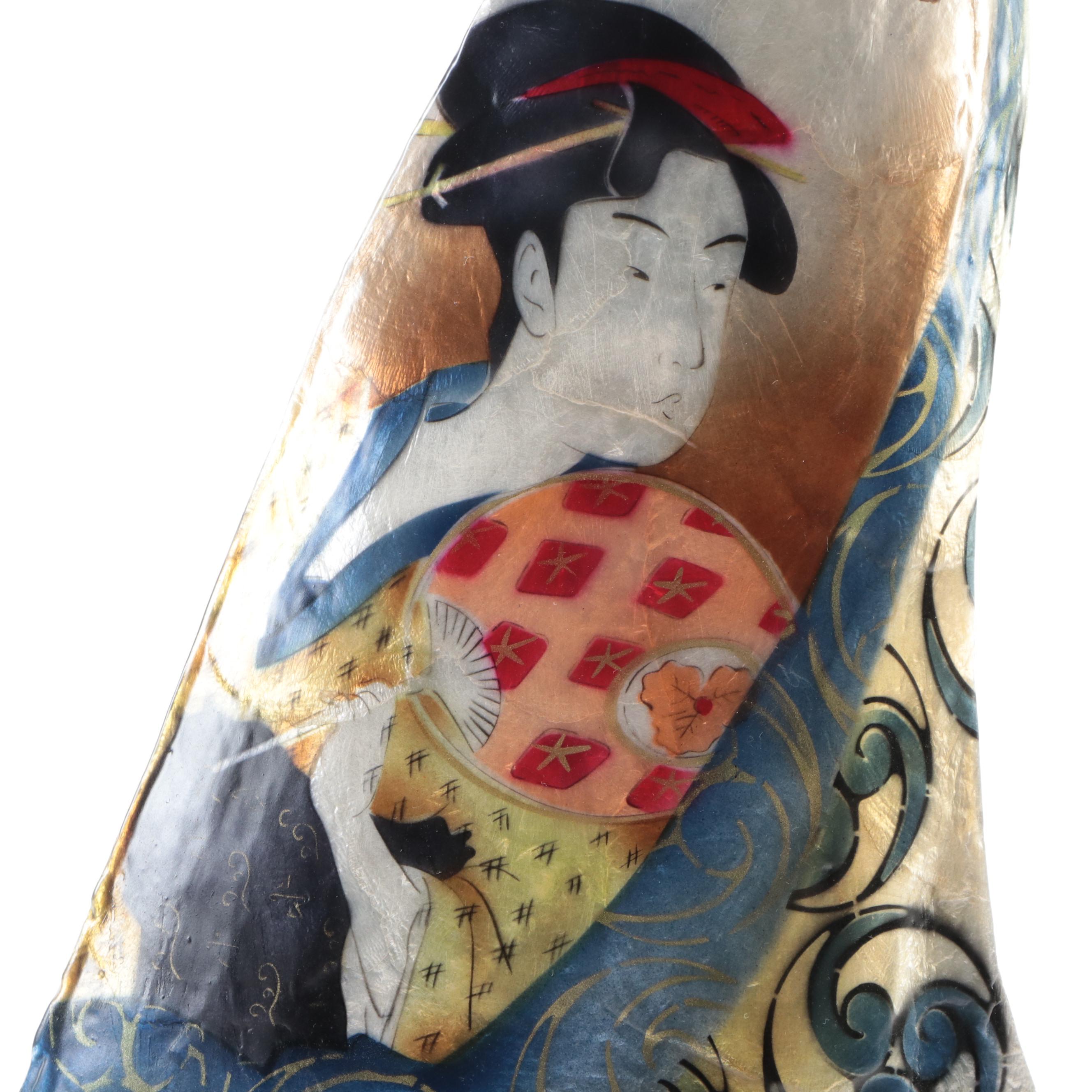 Japanese Style Hand-Painted Metal Maiko Figurines