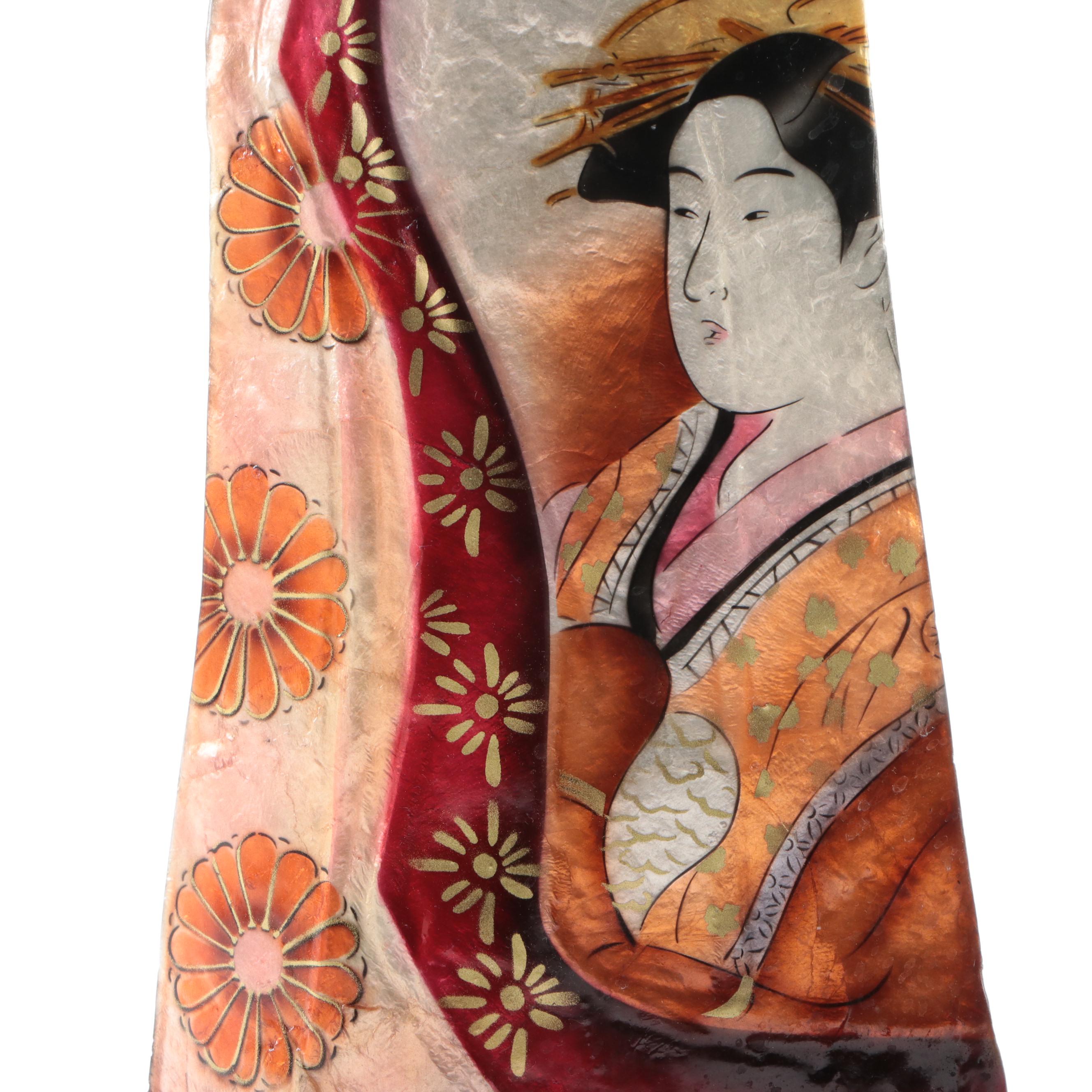 Japanese Style Hand-Painted Metal Maiko Figurines