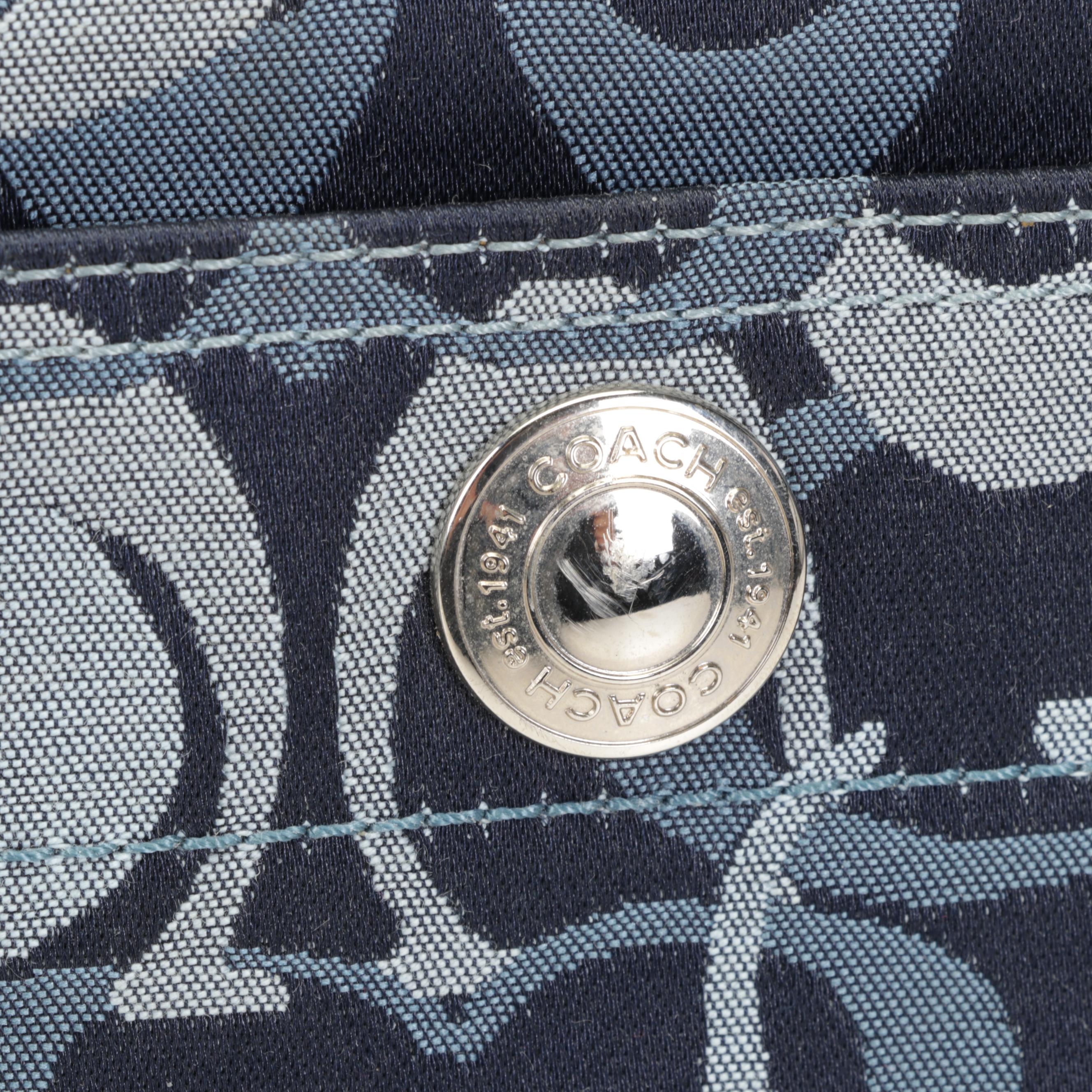 Coach Signature Multi-Blue Canvas Handbag with Dior Night 2 Sunglasses